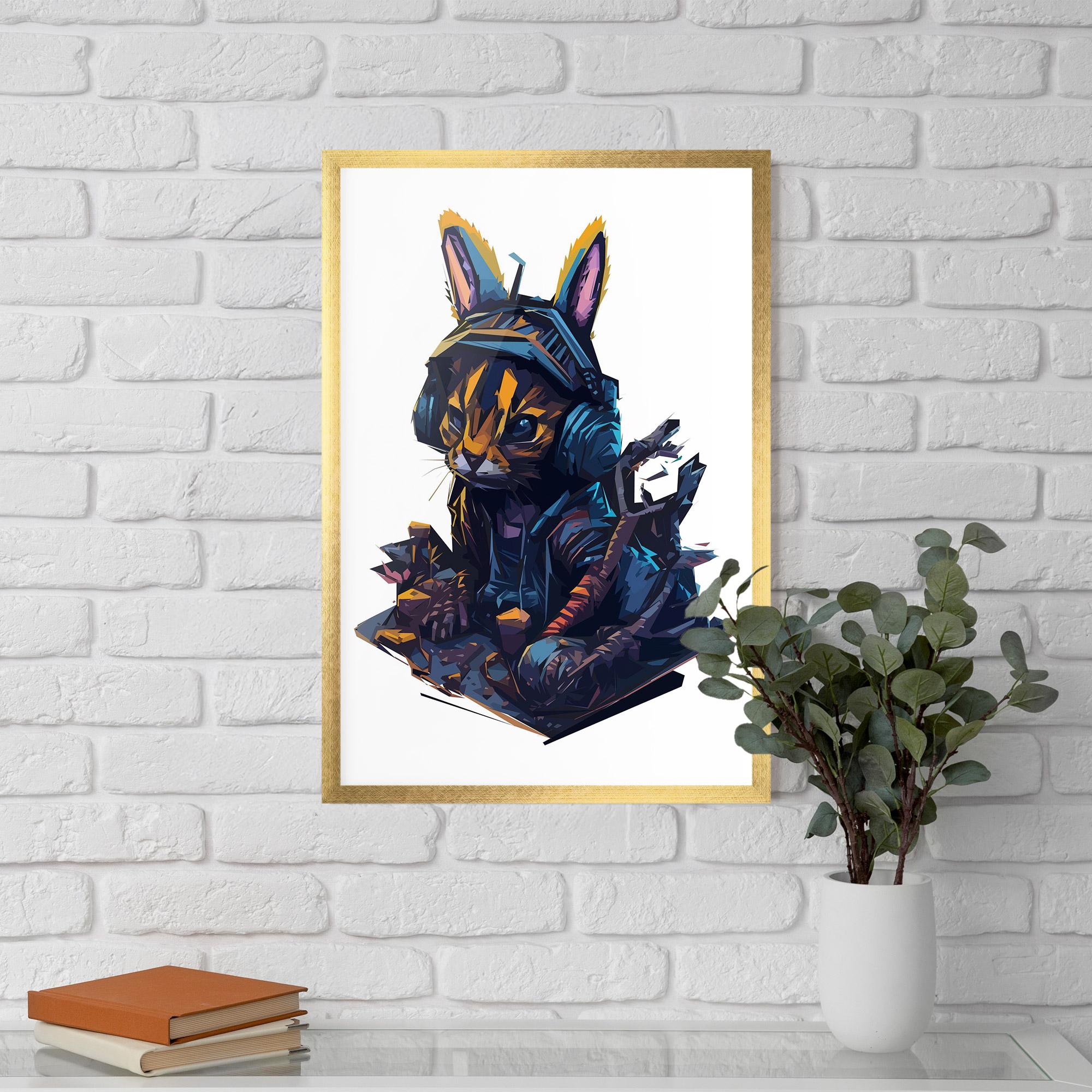 Plakat w Ramie Orange Rabbit Headset mockup 5