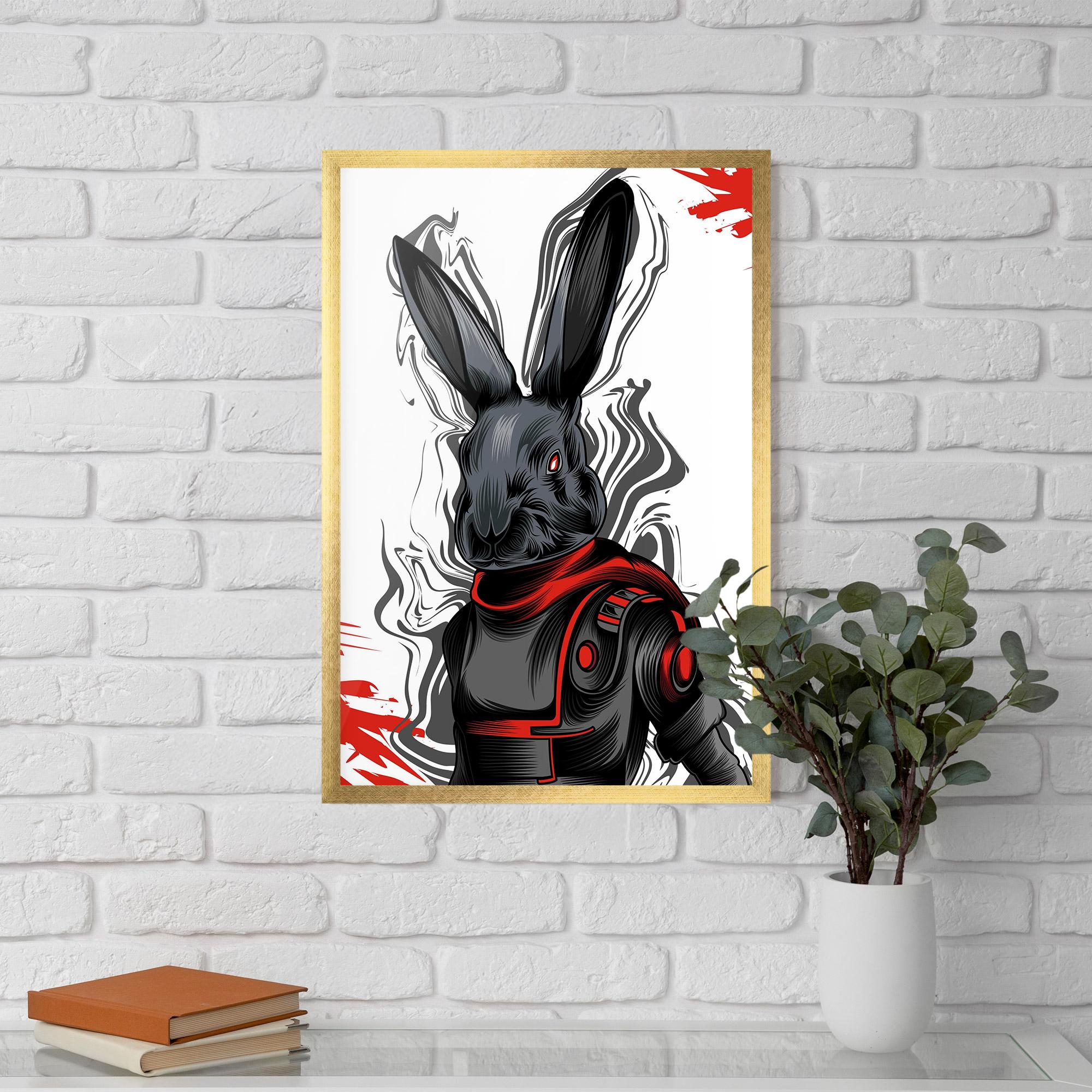 Plakat w Ramie Red Robot Bunny mockup 5