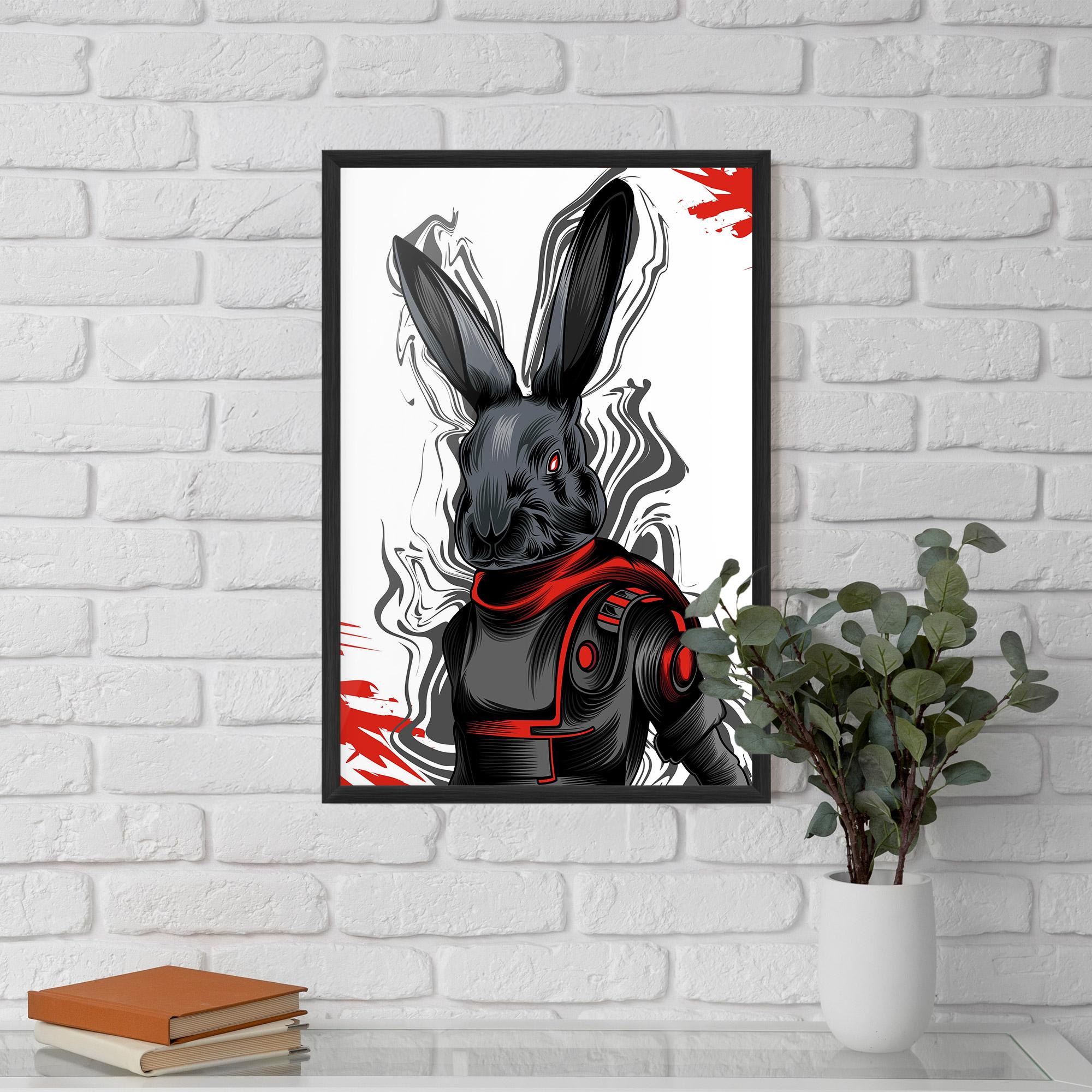 Plakat w Ramie Red Robot Bunny mockup 5