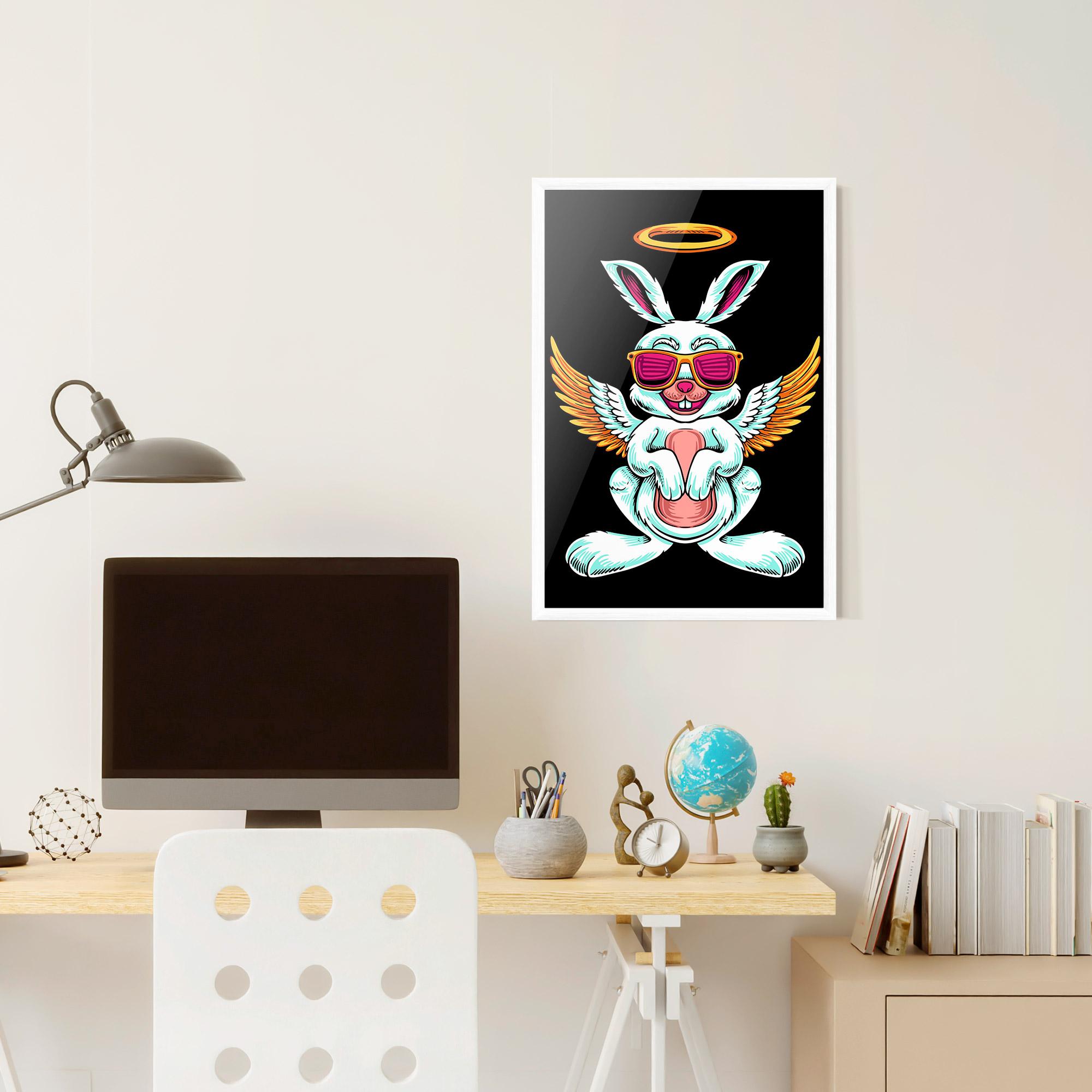 Plakat w Ramie Angel Cool Bunny mockup 6