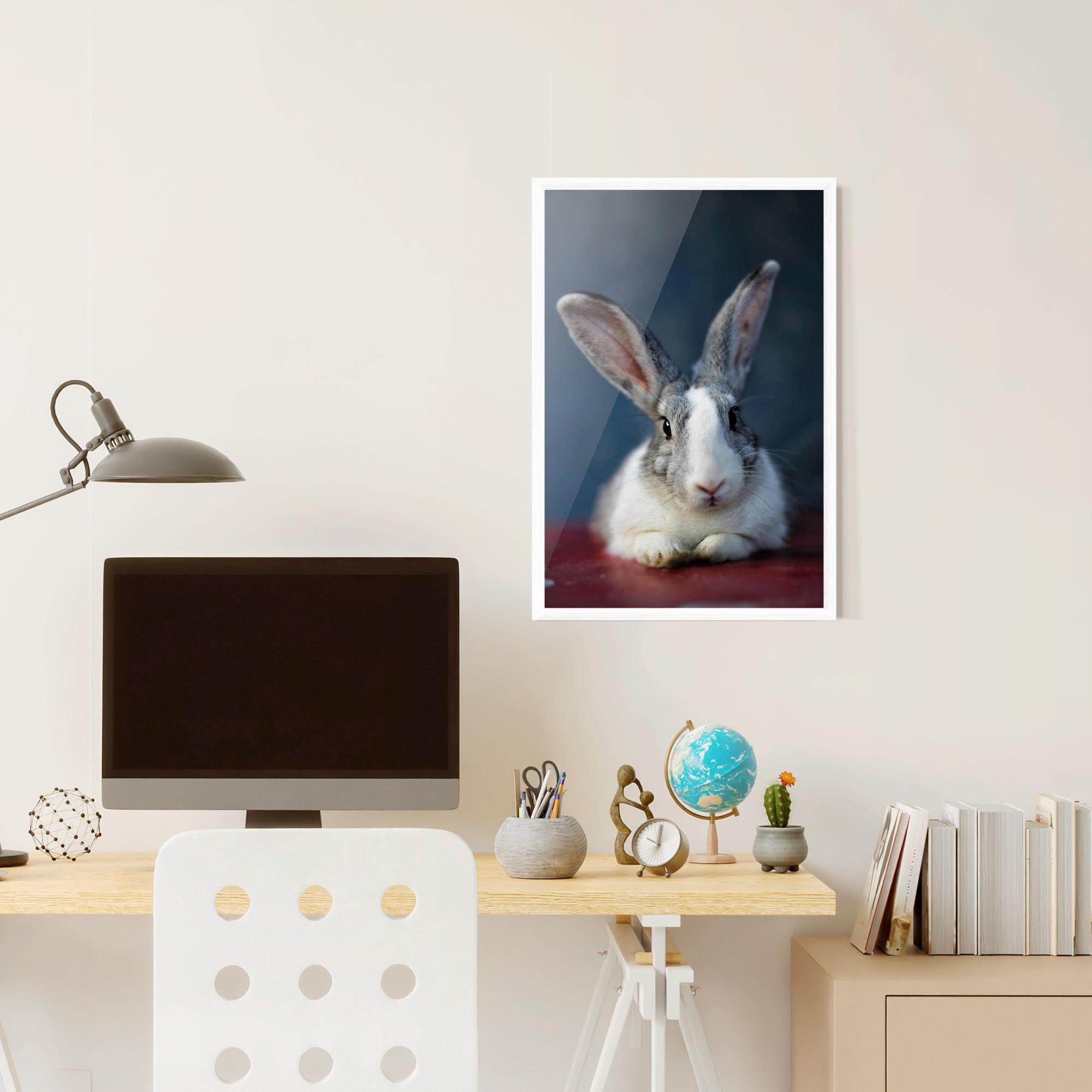 Plakat w Ramie Cute Grey Bunny mockup 6
