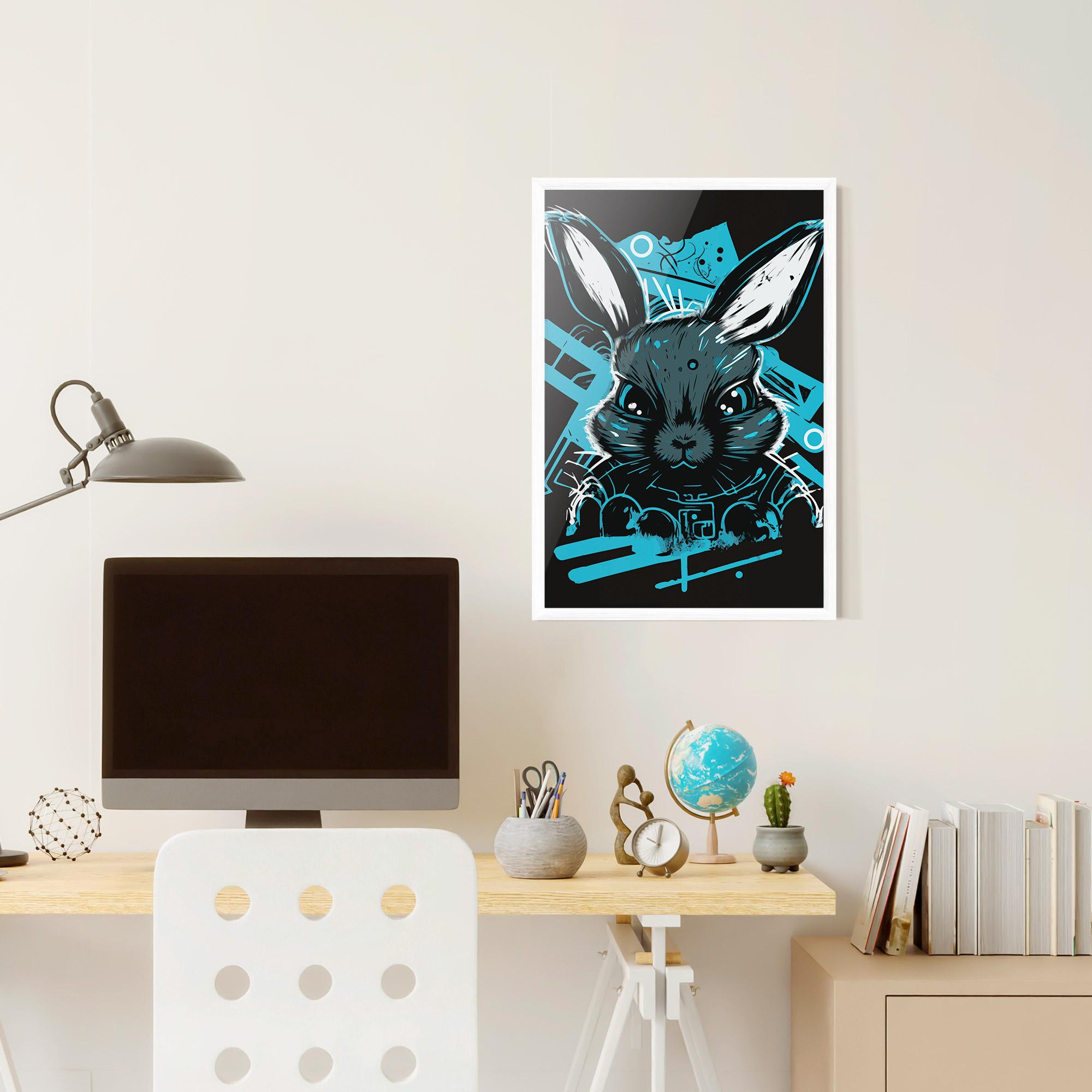 Plakat w Ramie Grey Blue Bunny mockup 6