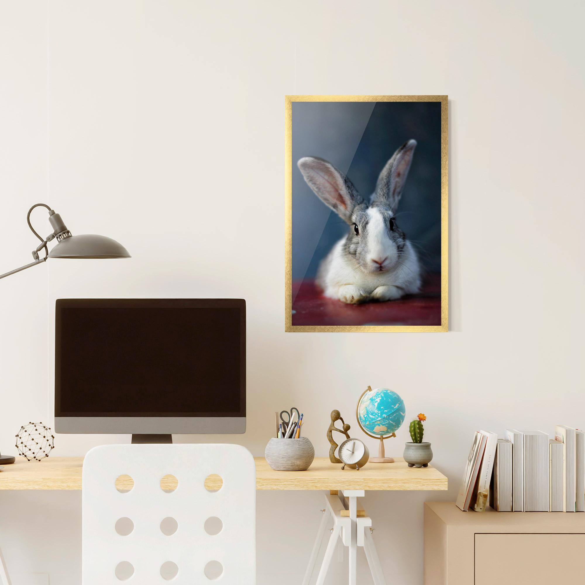 Plakat w Ramie Cute Grey Bunny mockup 6