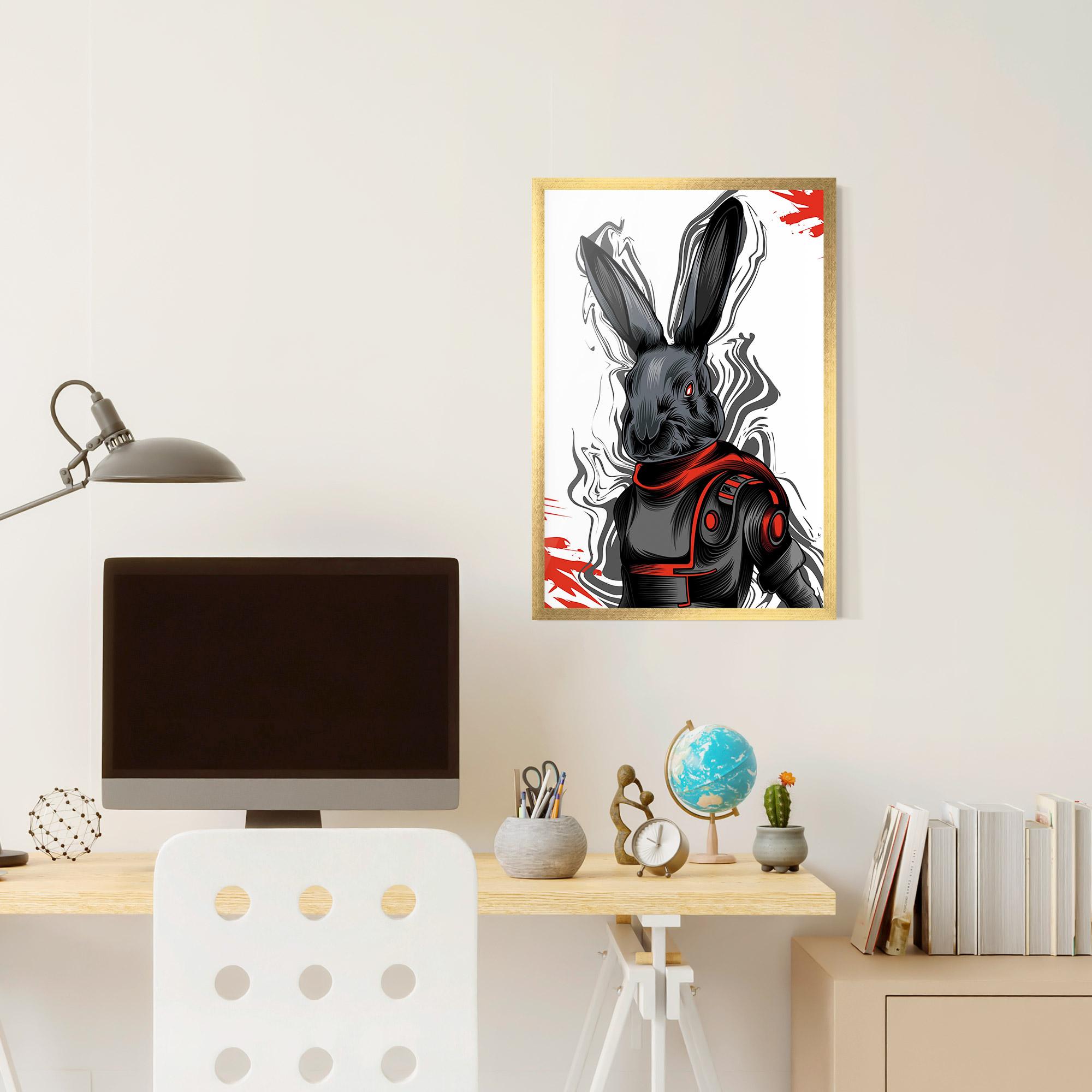 Plakat w Ramie Red Robot Bunny mockup 6