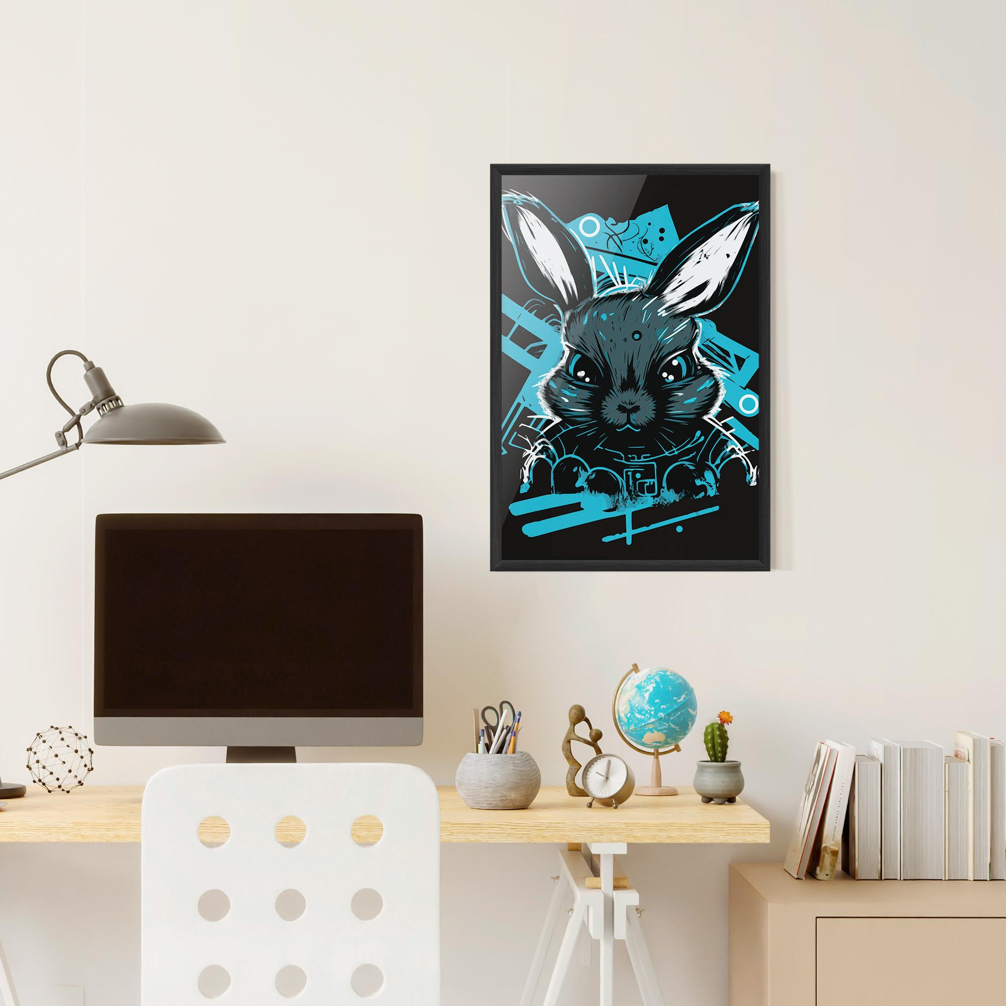 Plakat w Ramie Grey Blue Bunny mockup 6