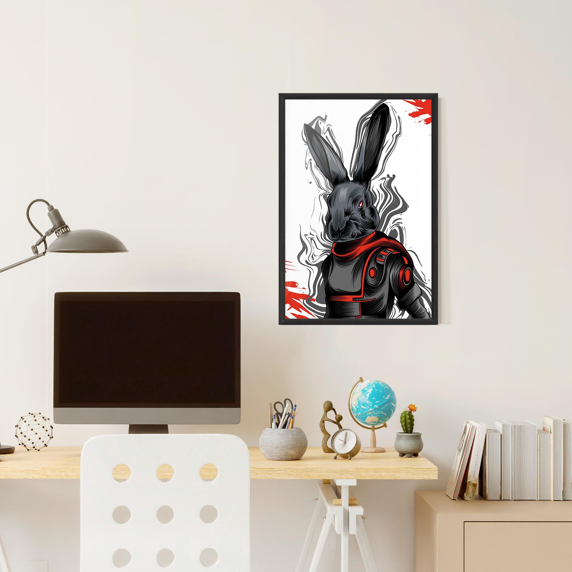 Plakat w Ramie Red Robot Bunny mockup 6
