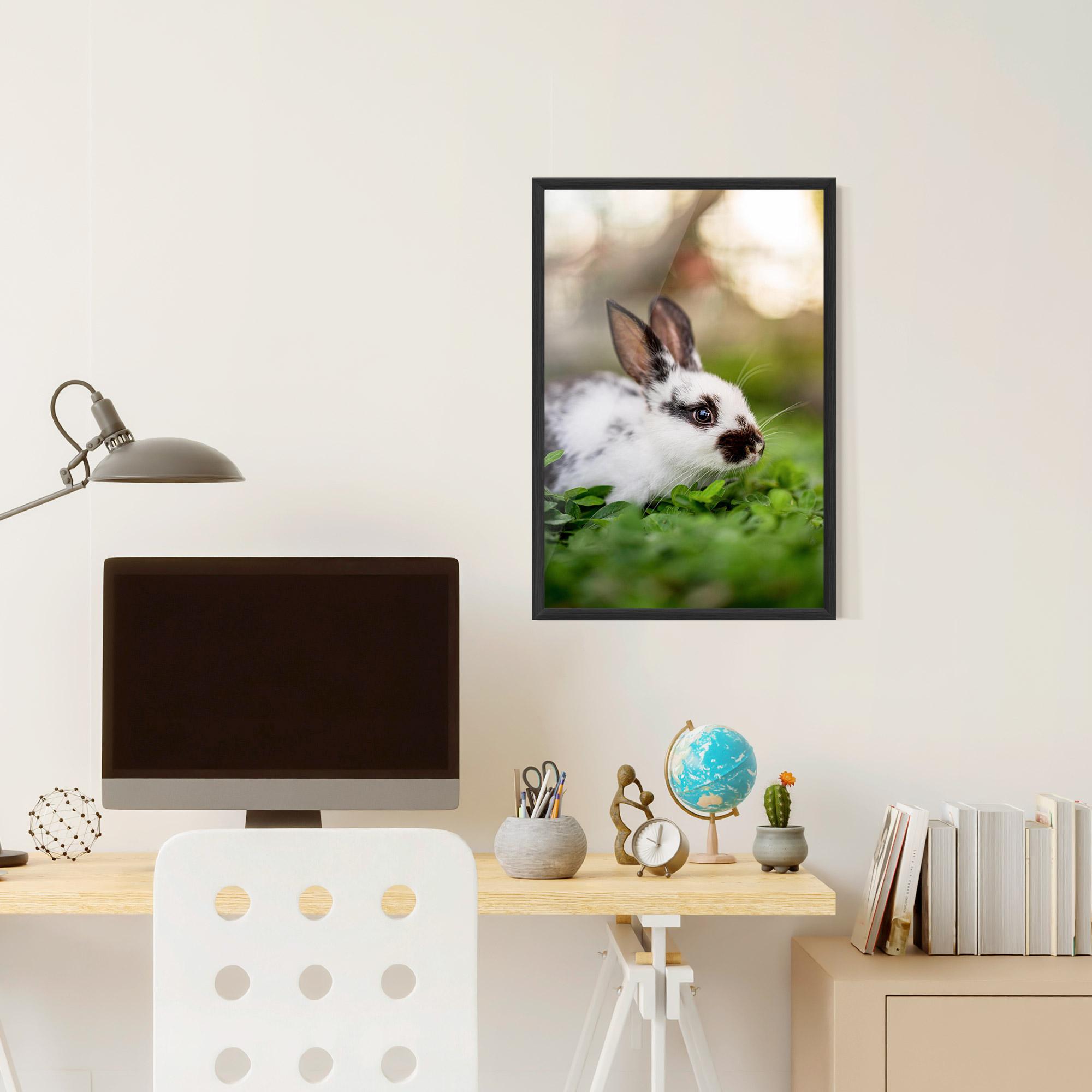 Plakat w Ramie White Black Bunny mockup 6