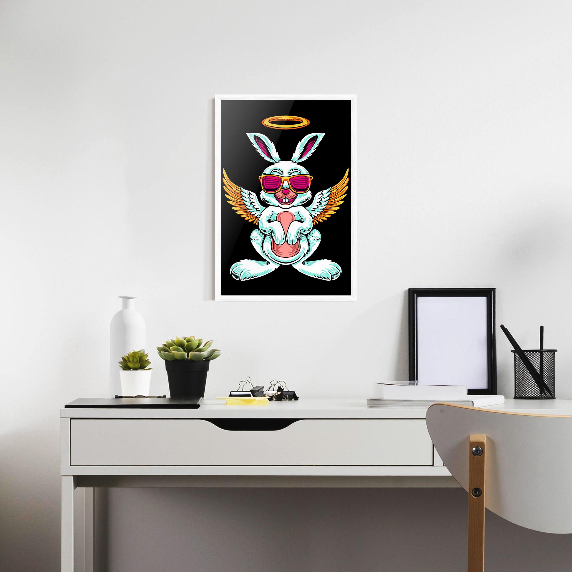 Plakat w Ramie Angel Cool Bunny mockup 7