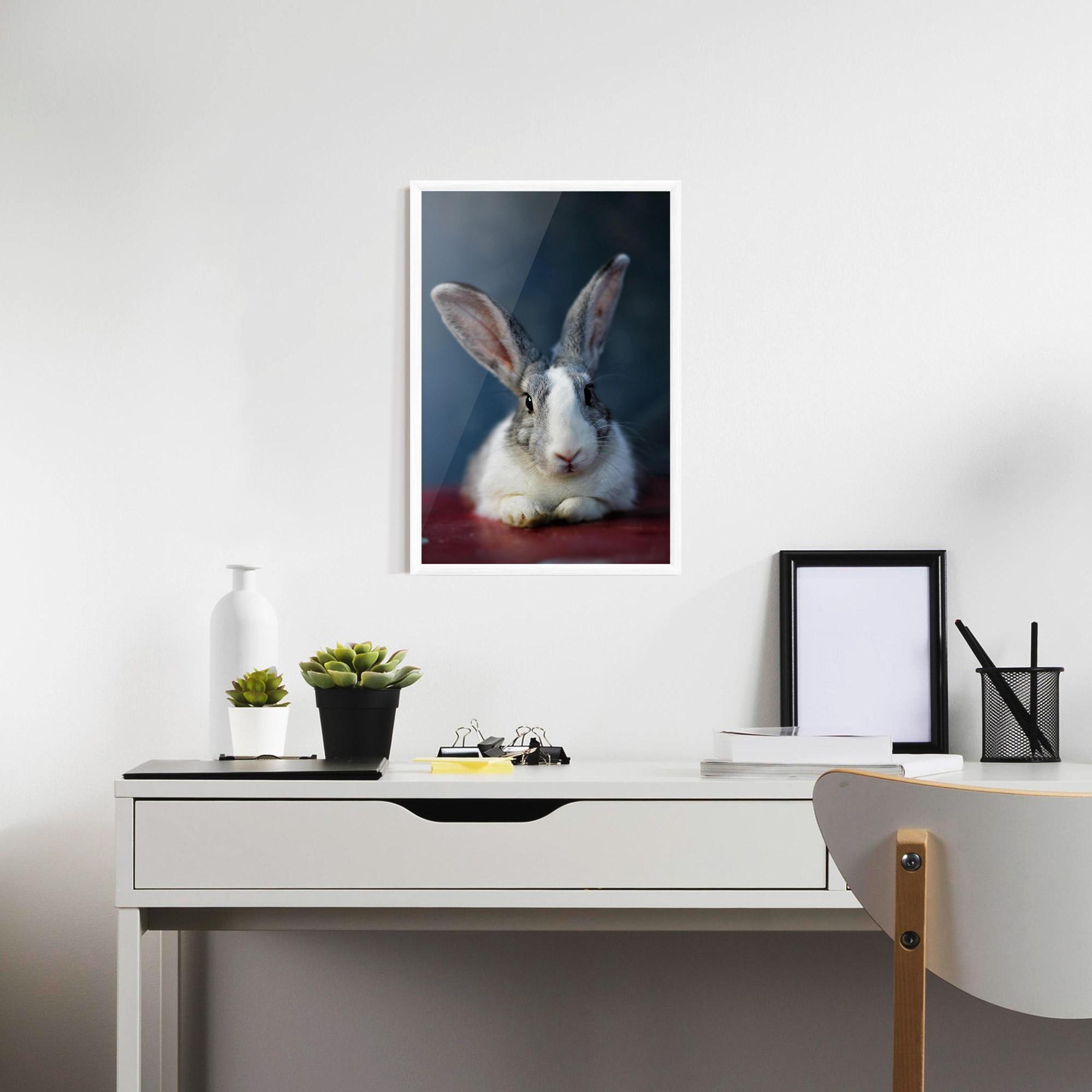 Plakat w Ramie Cute Grey Bunny mockup 7