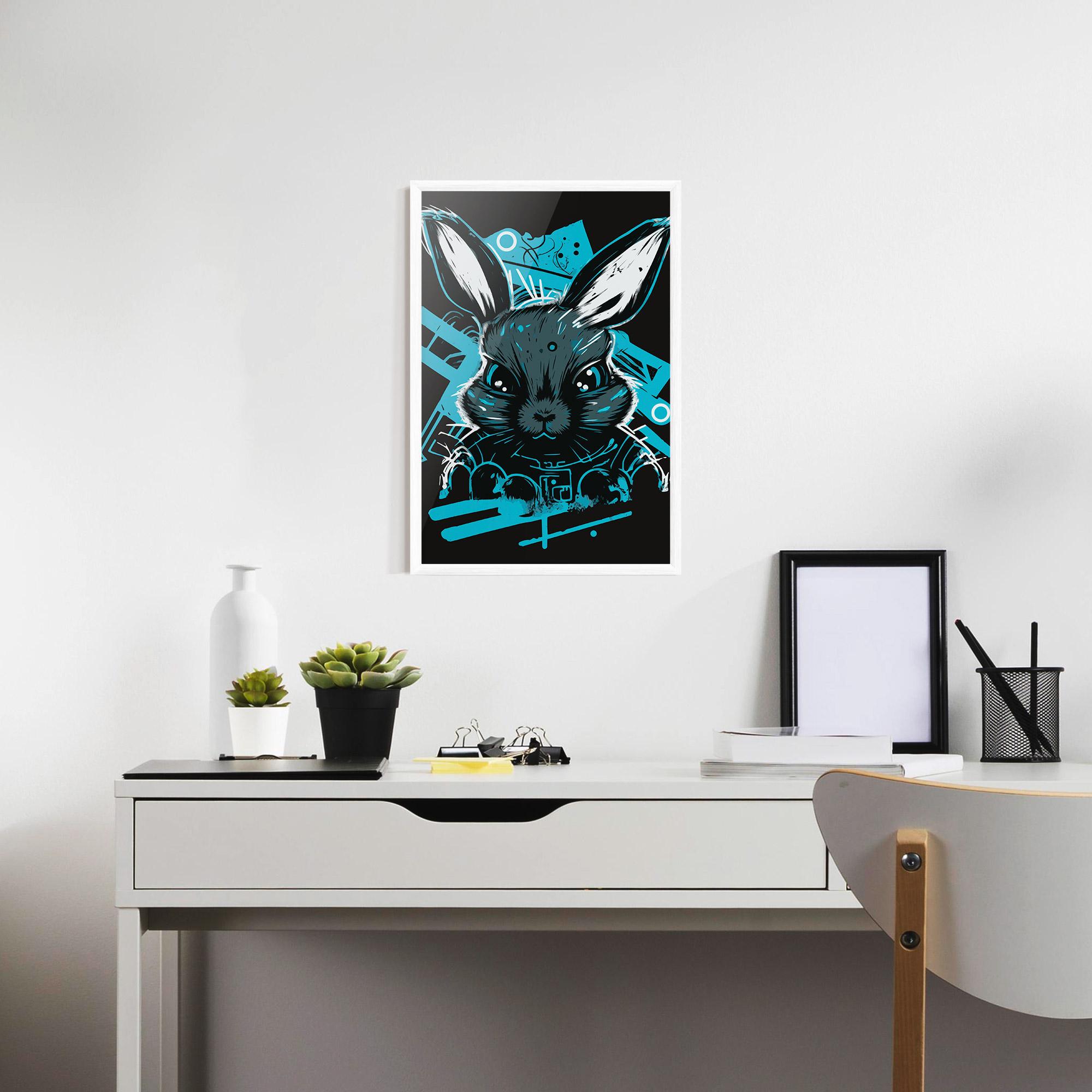 Plakat w Ramie Grey Blue Bunny mockup 7