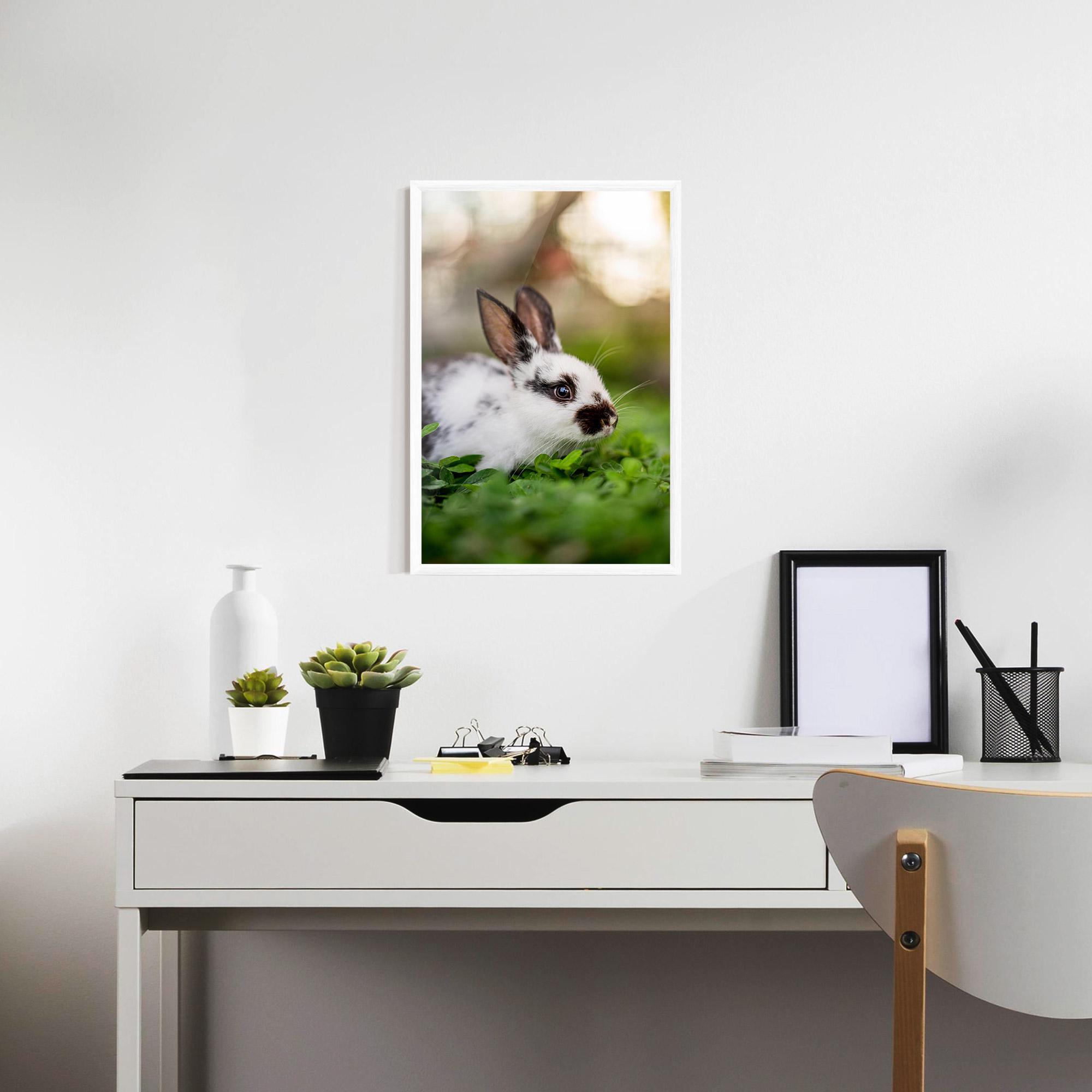 Plakat w Ramie White Black Bunny mockup 7