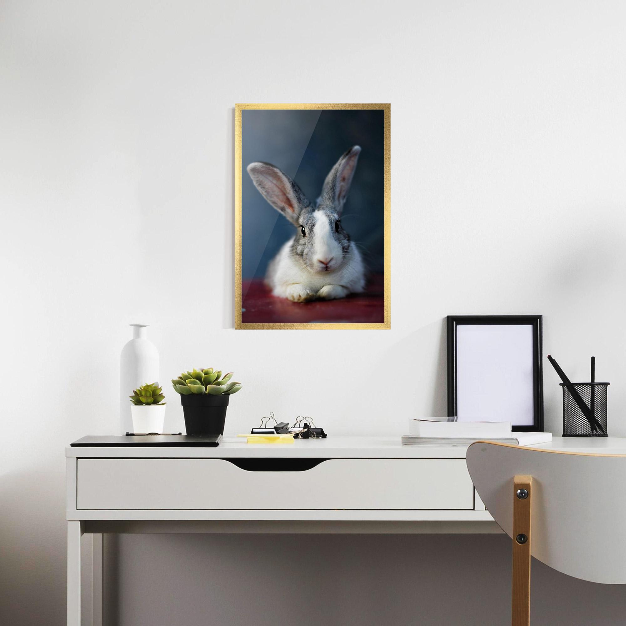 Plakat w Ramie Cute Grey Bunny mockup 7