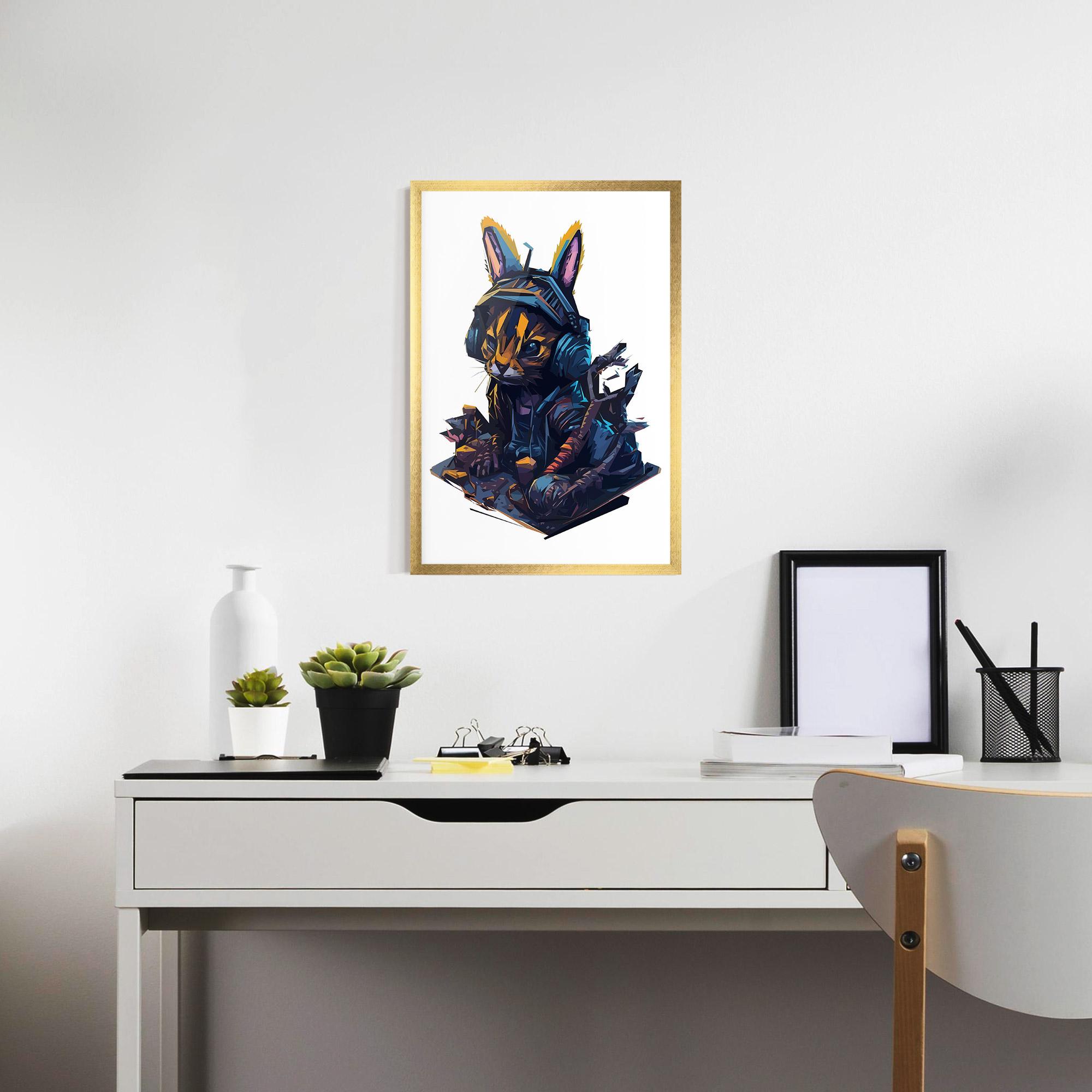 Plakat w Ramie Orange Rabbit Headset mockup 7