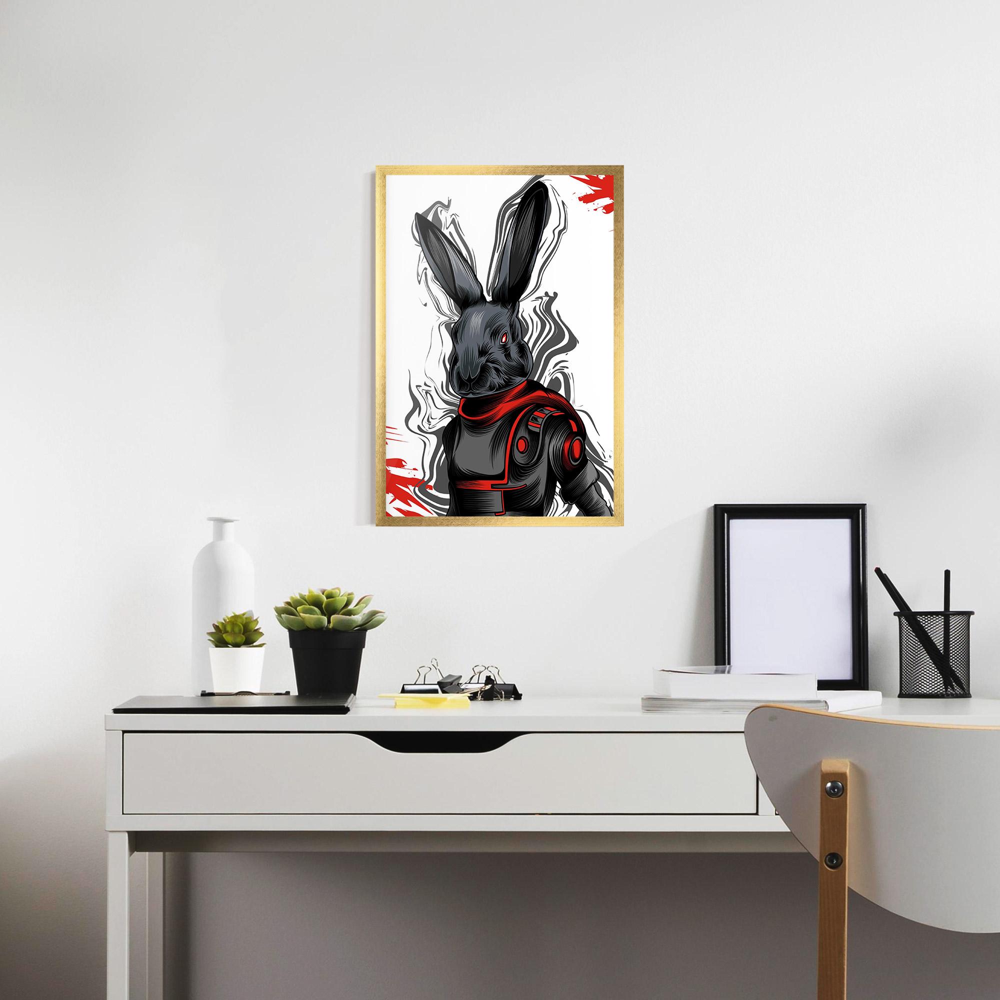Plakat w Ramie Red Robot Bunny mockup 7