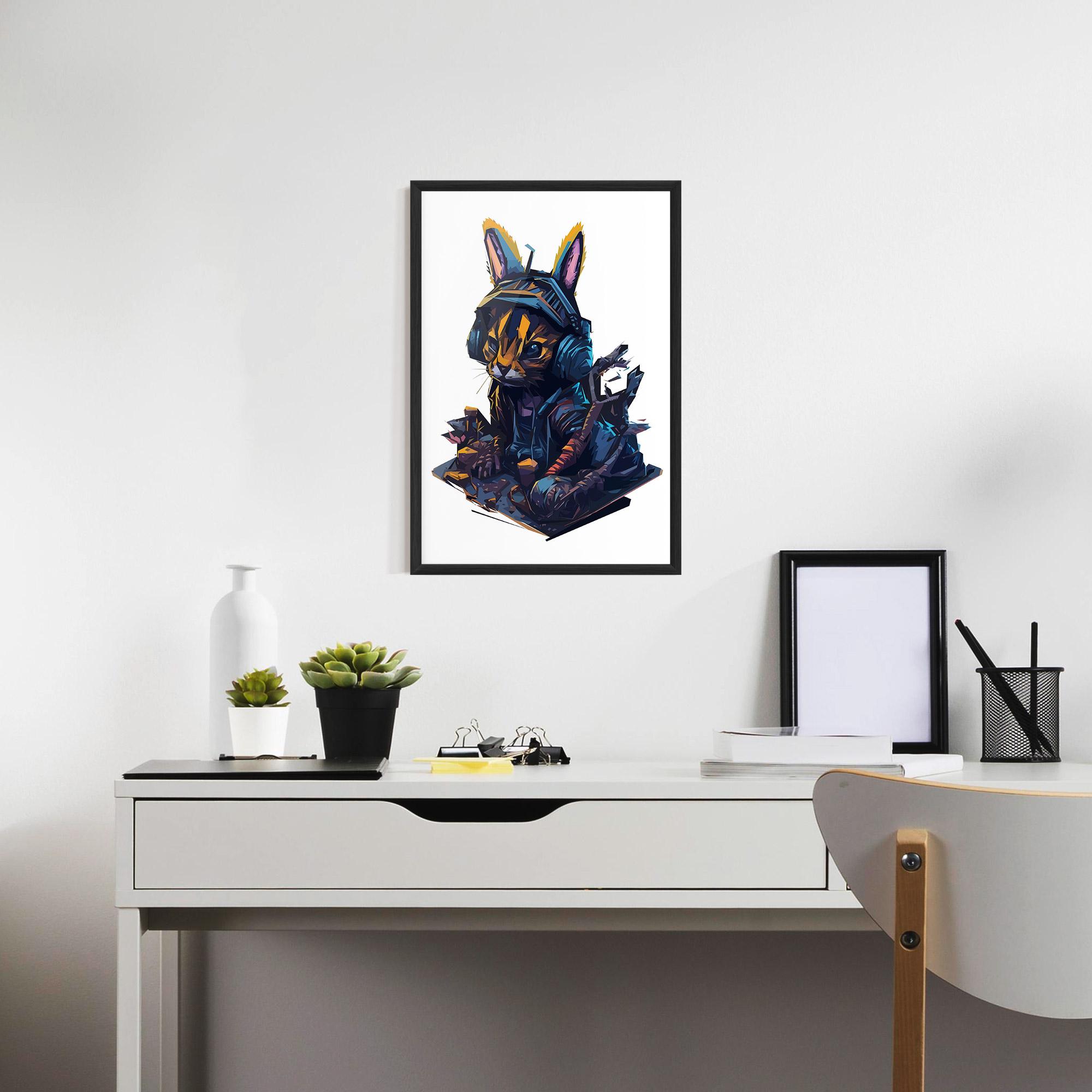 Plakat w Ramie Orange Rabbit Headset mockup 7