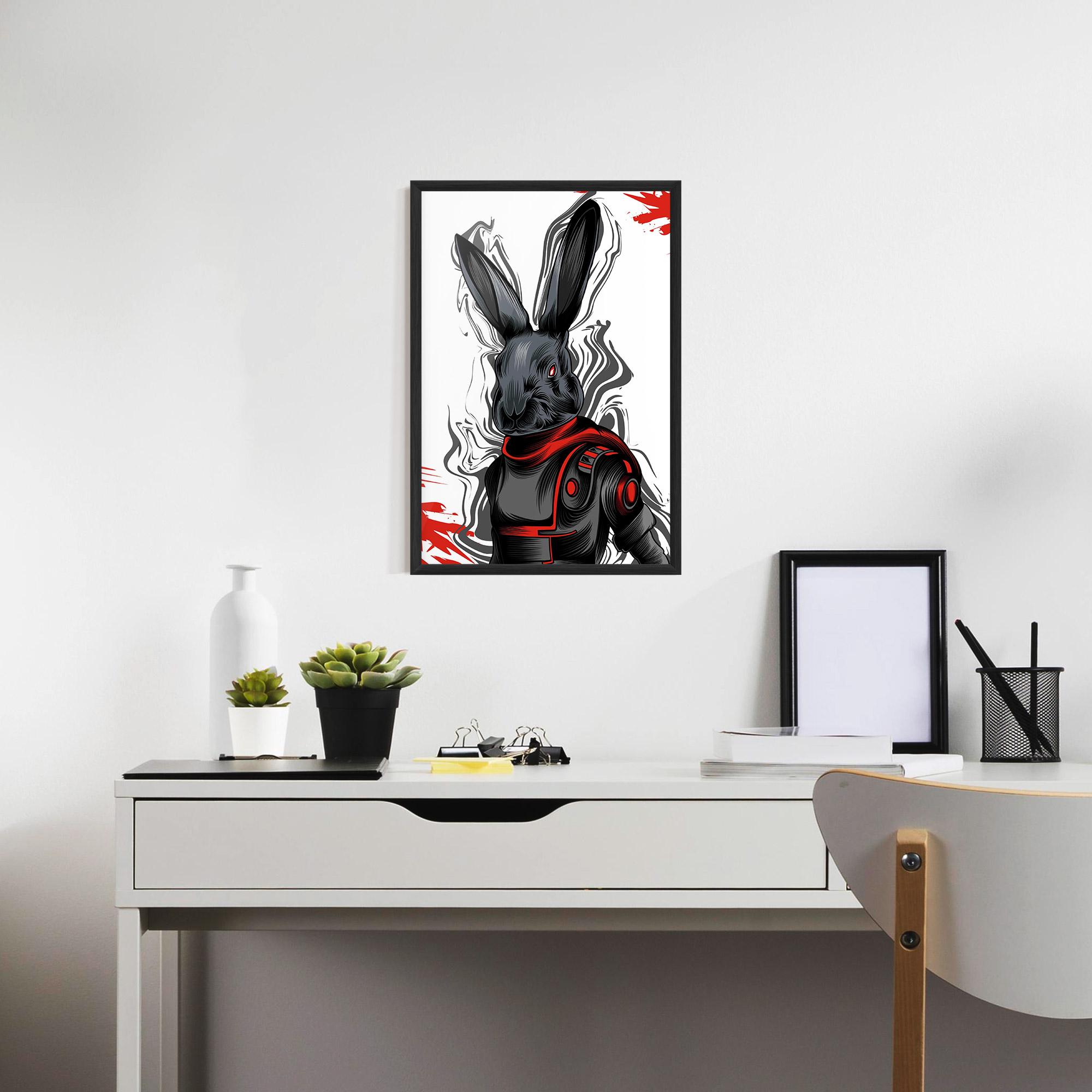 Plakat w Ramie Red Robot Bunny mockup 7