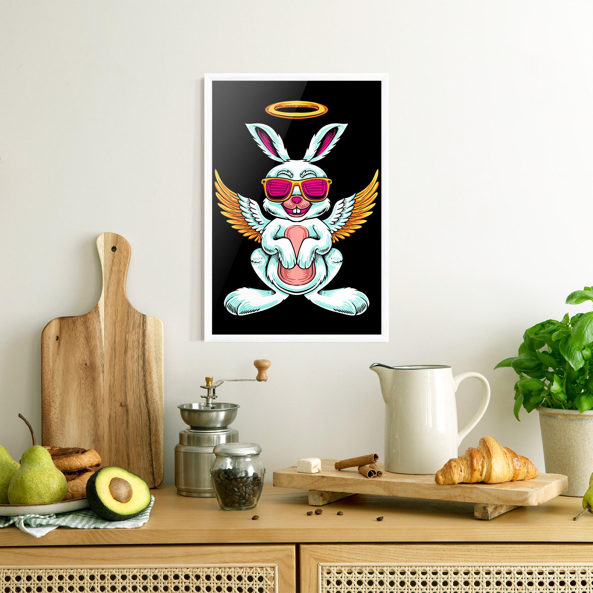 Plakat w Ramie Angel Cool Bunny mockup 8