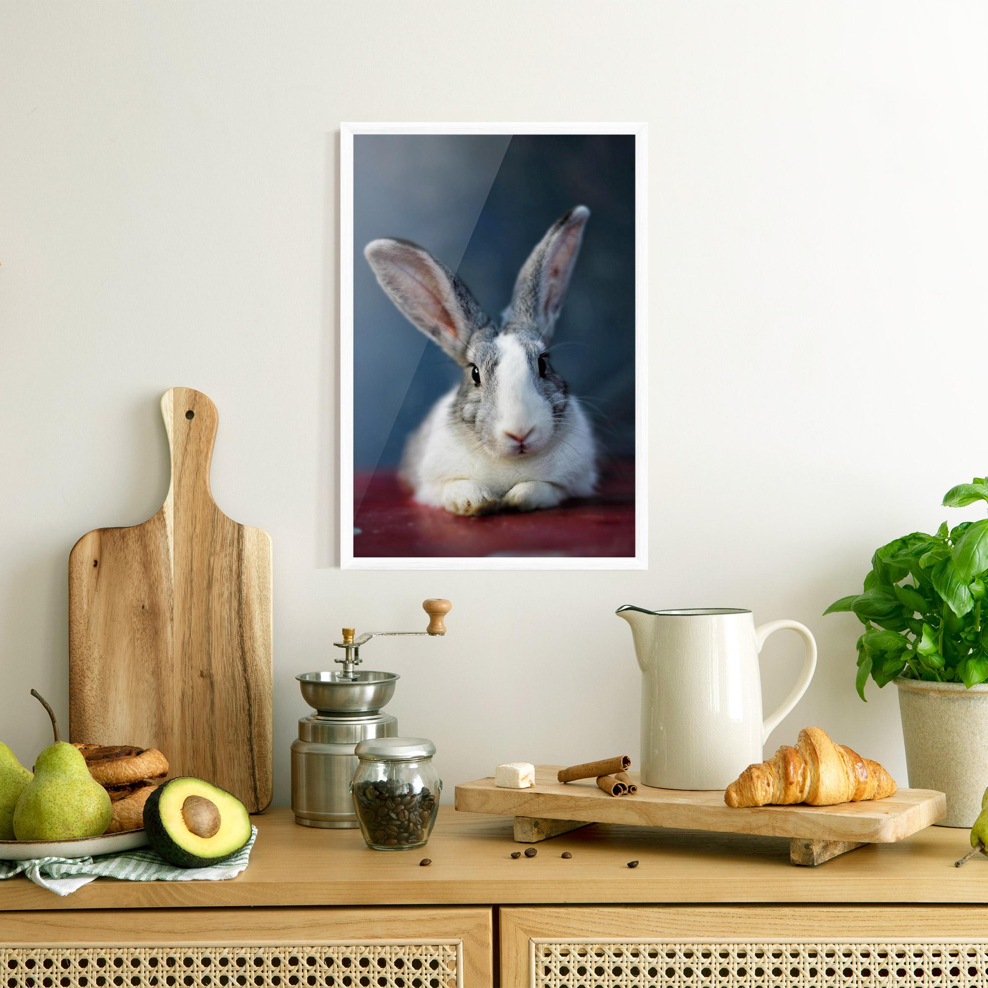 Plakat w Ramie Cute Grey Bunny mockup 8