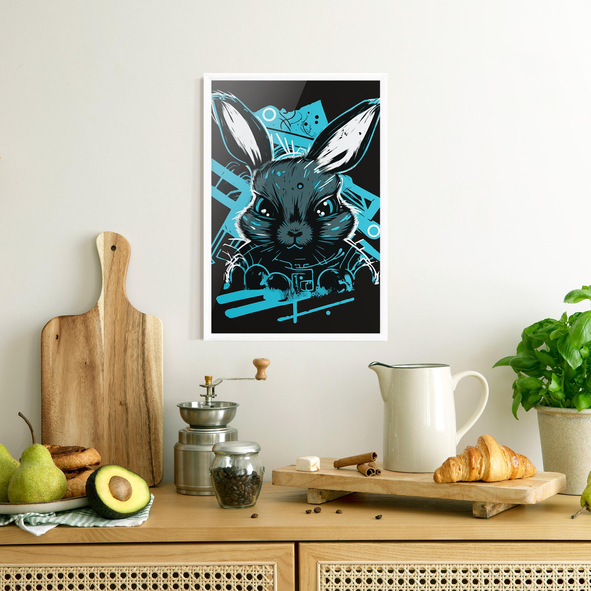 Plakat w Ramie Grey Blue Bunny mockup 8