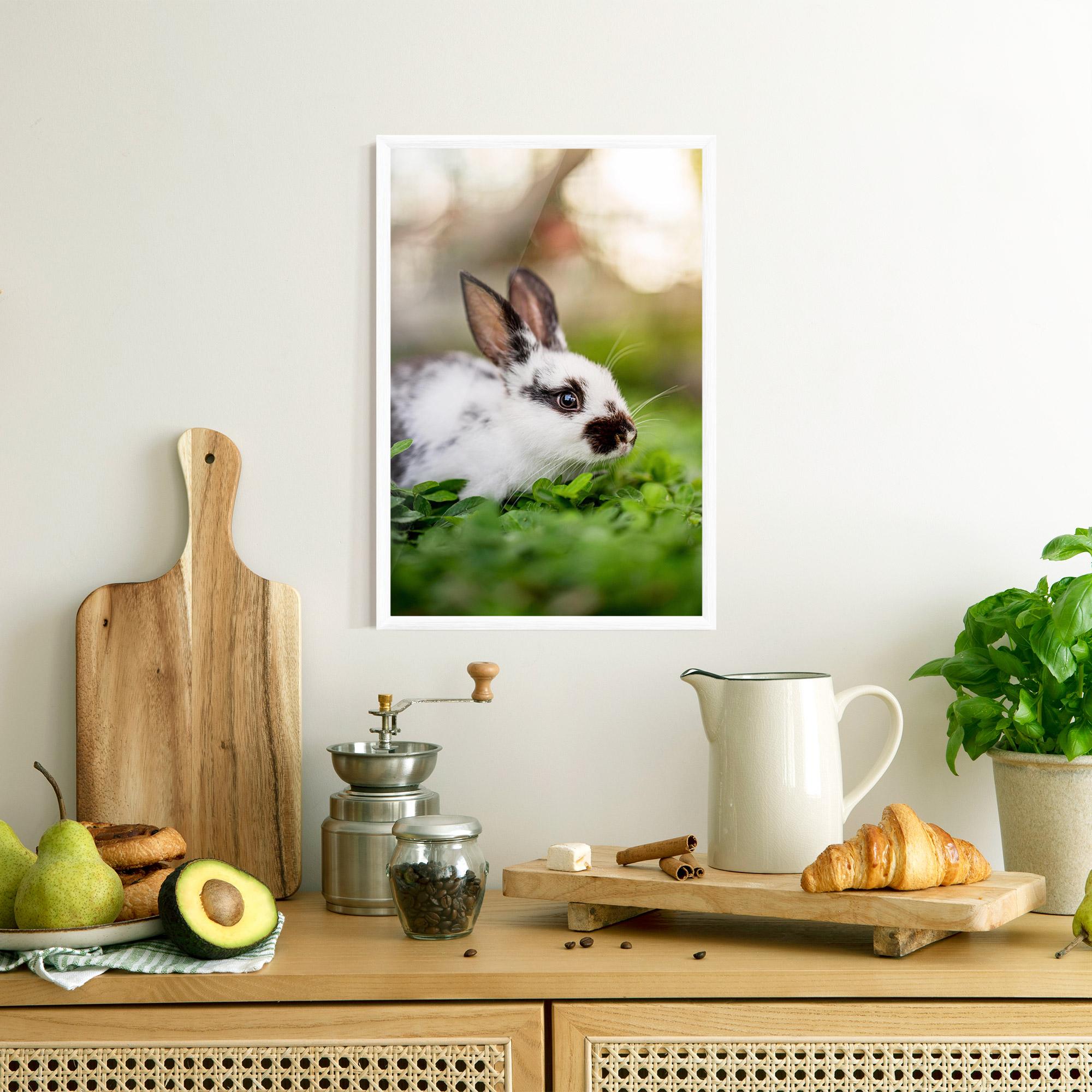 Plakat w Ramie White Black Bunny mockup 8