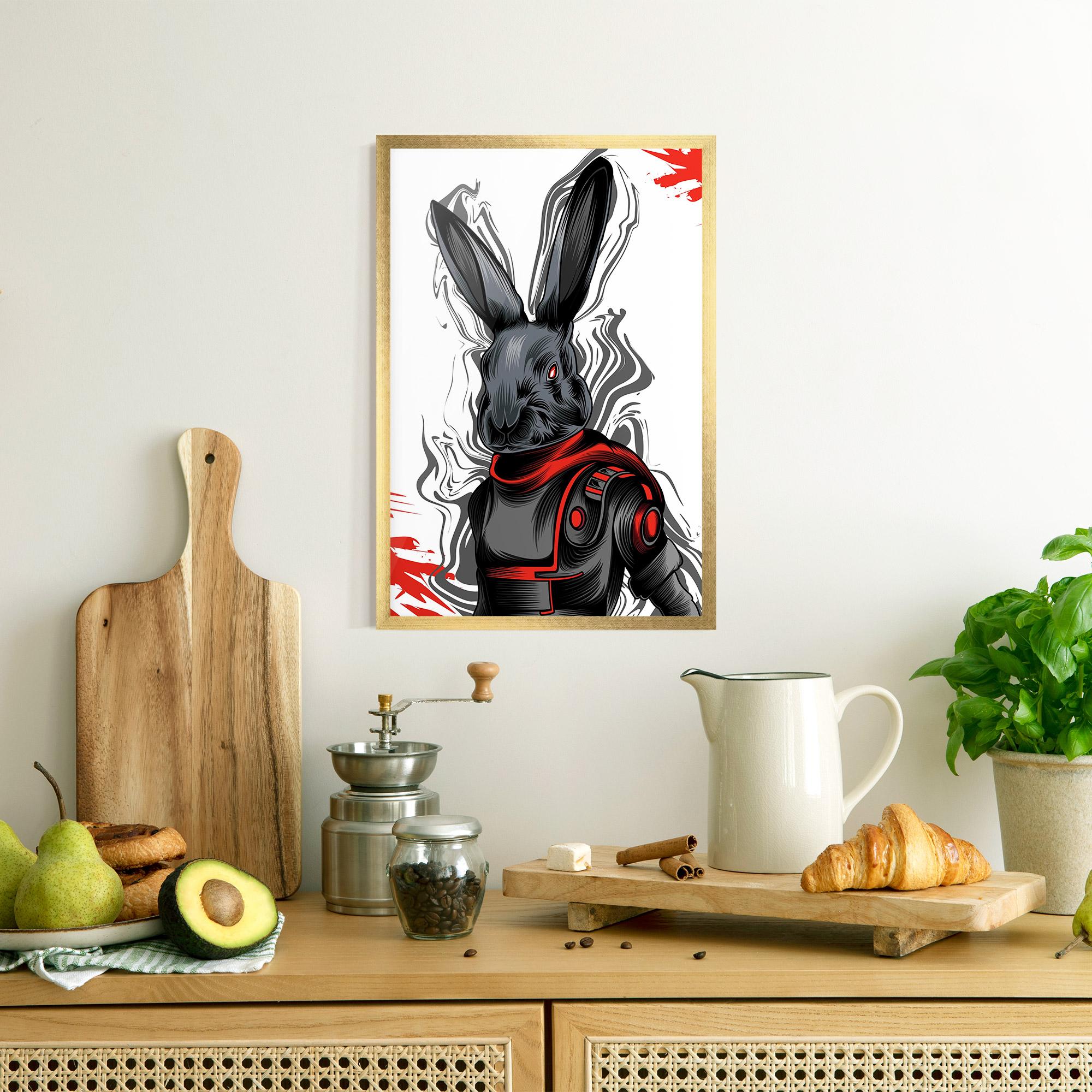 Plakat w Ramie Red Robot Bunny mockup 8