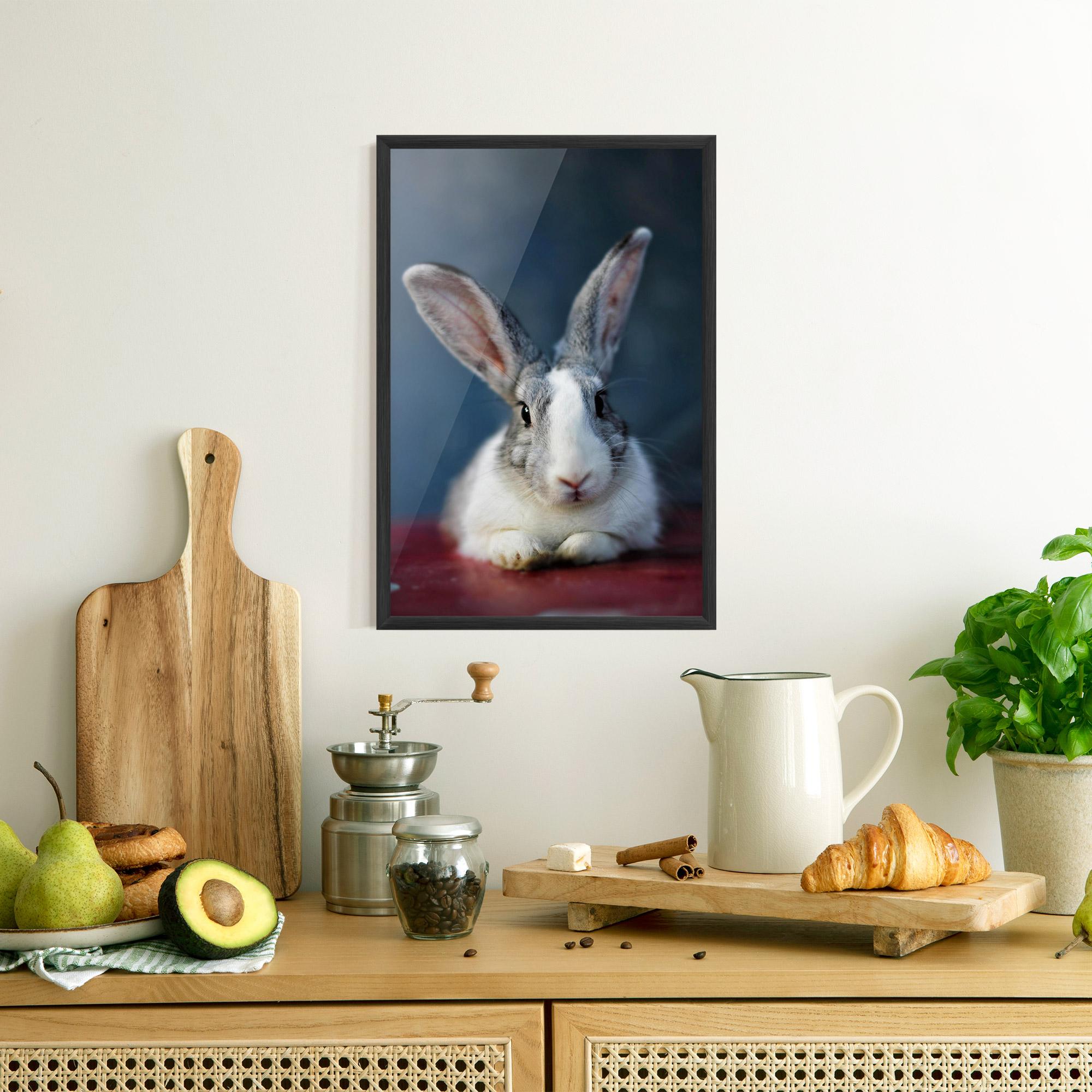 Plakat w Ramie Cute Grey Bunny mockup 8