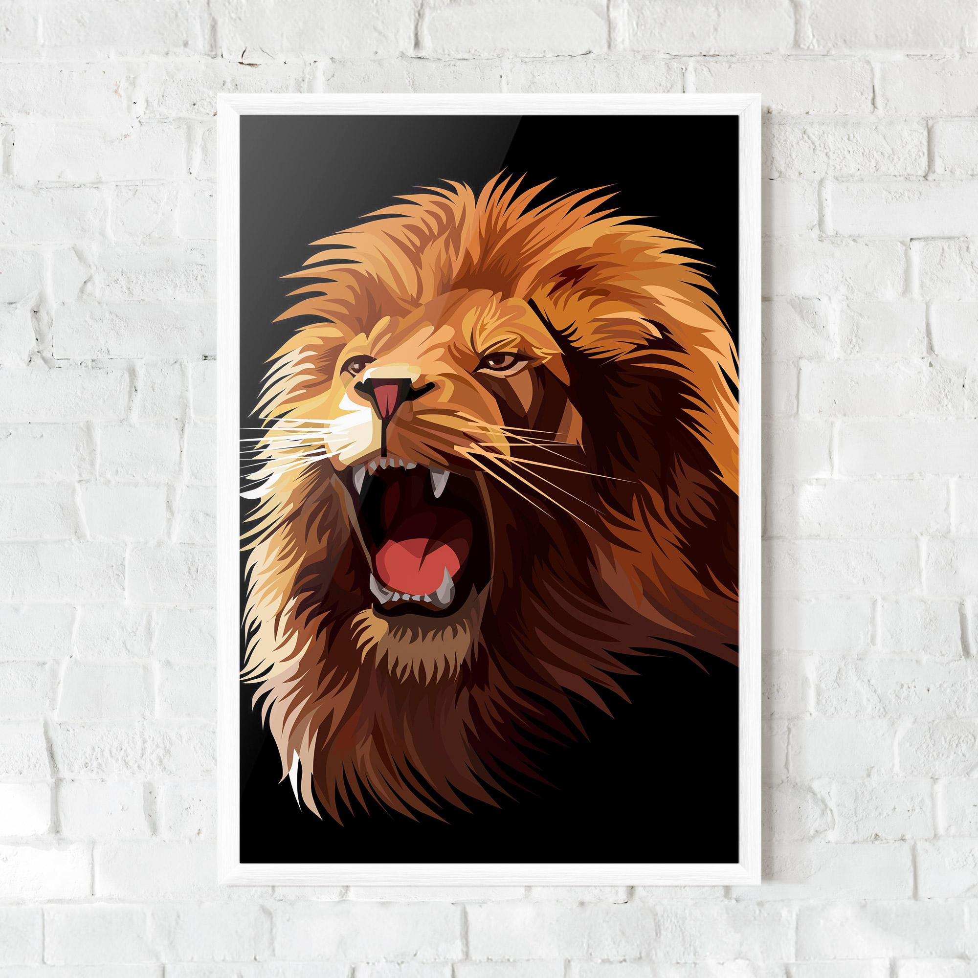 Plakat w Ramie Angry Lion Head mockup 0