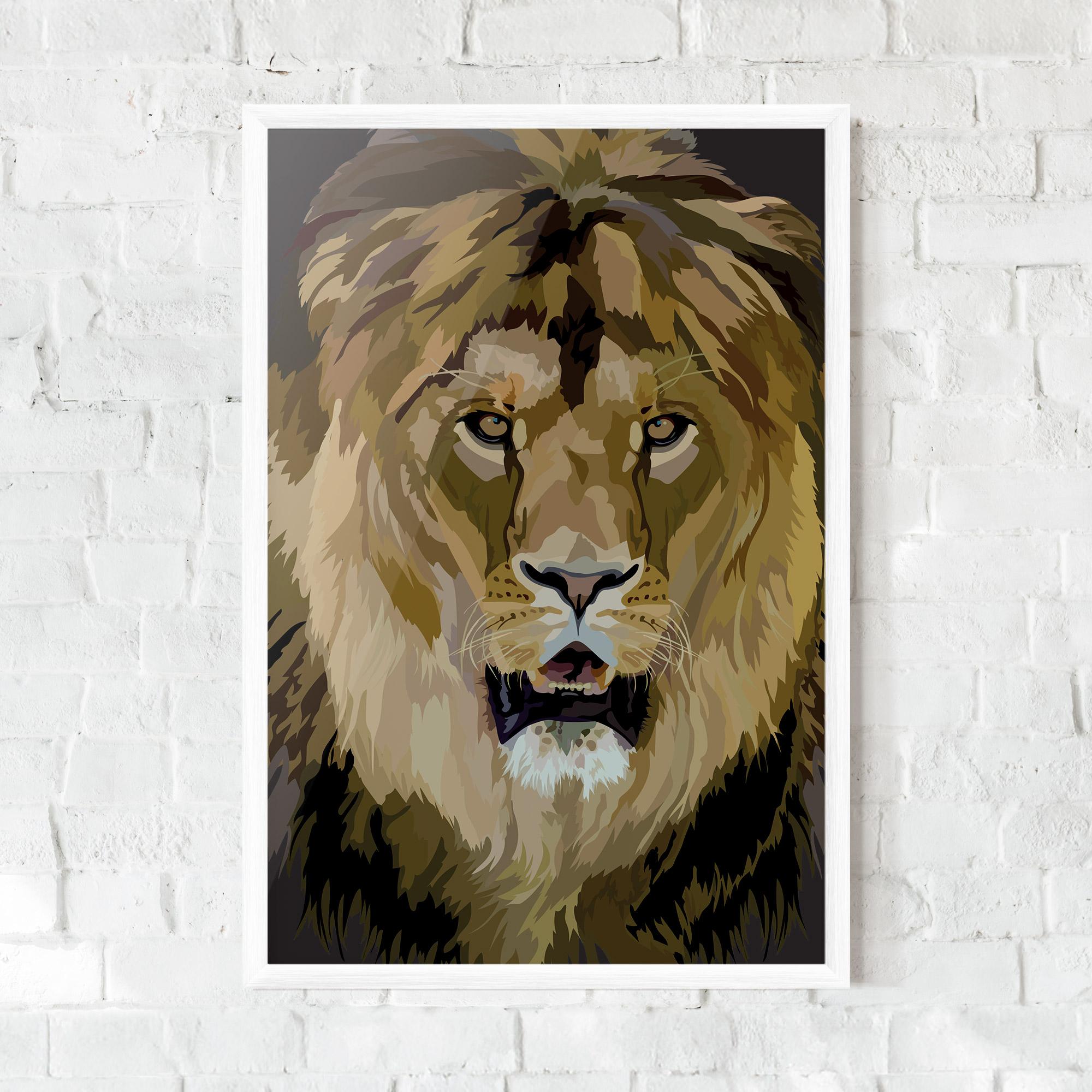 Plakat w Ramie Beautiful Lion Art mockup 0