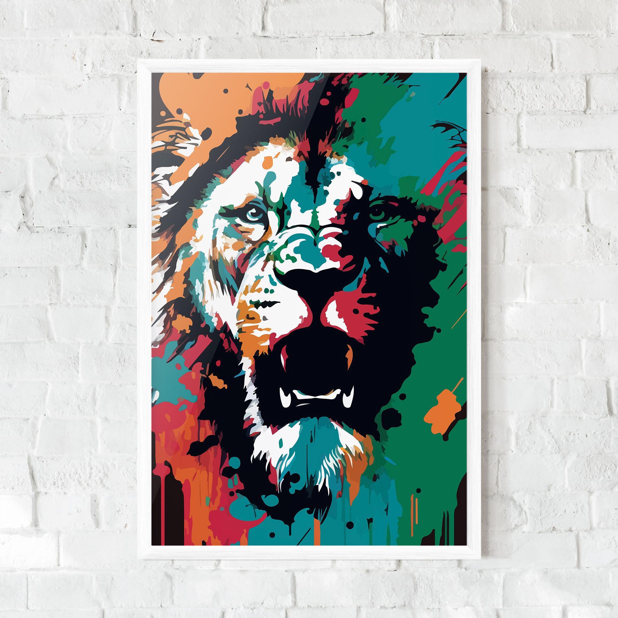 Plakat w Ramie Blue Green Lion mockup 0