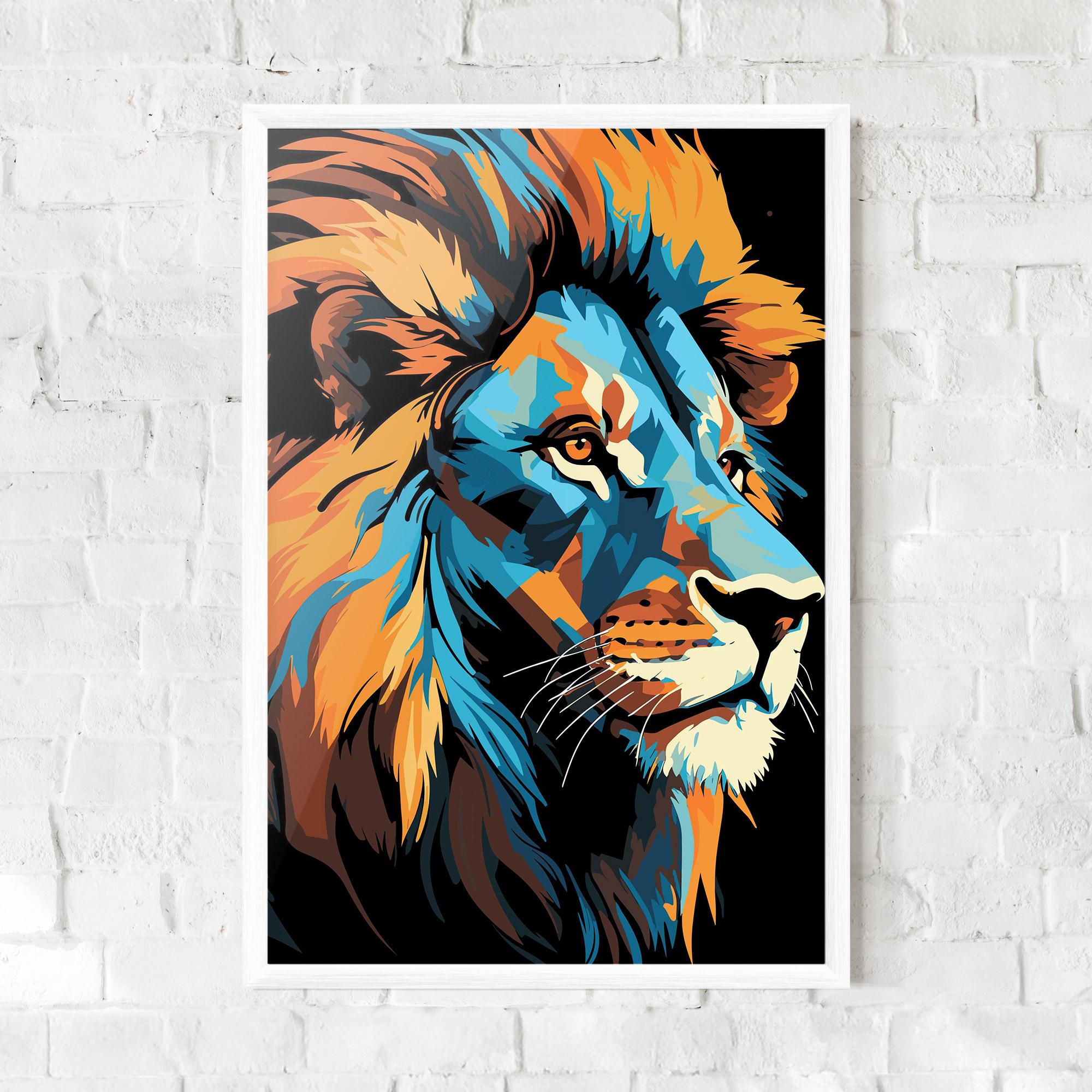 Plakat w Ramie Blue Yellow Lion mockup 0