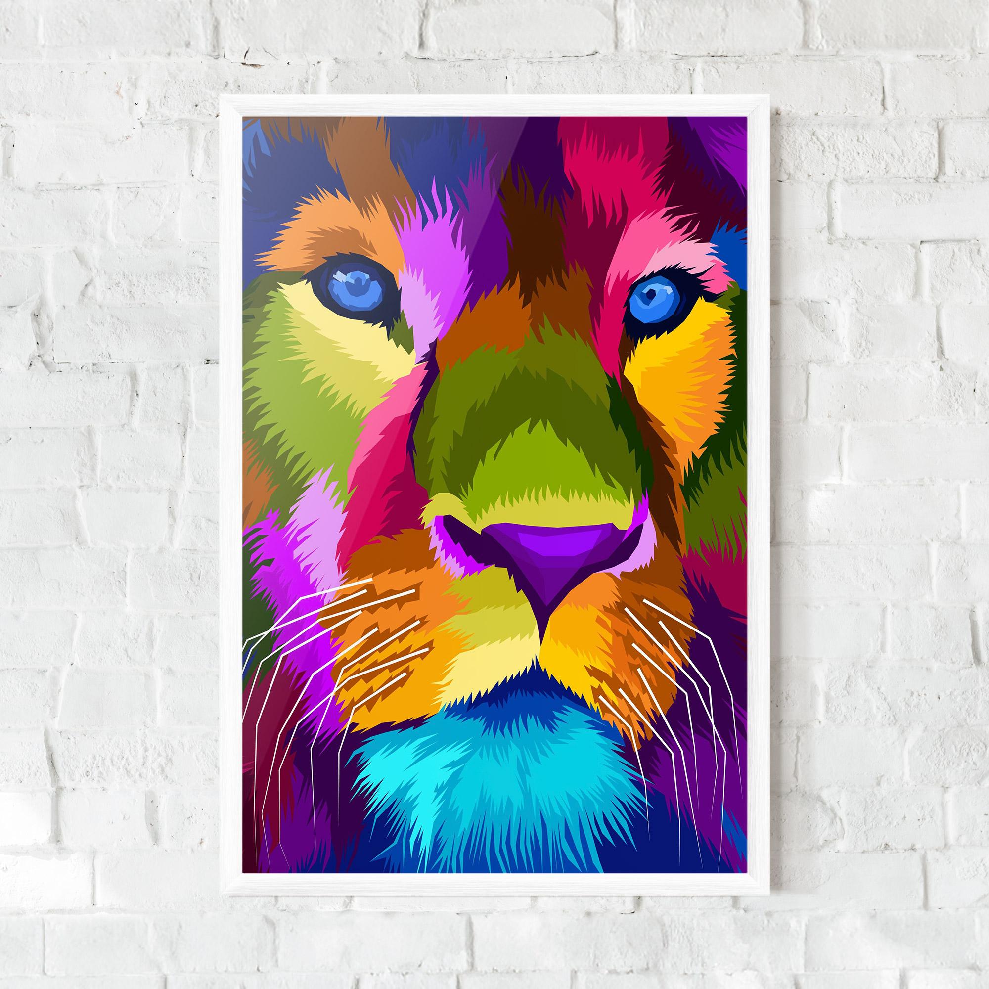 Plakat w Ramie Color Lion Close Up mockup 0