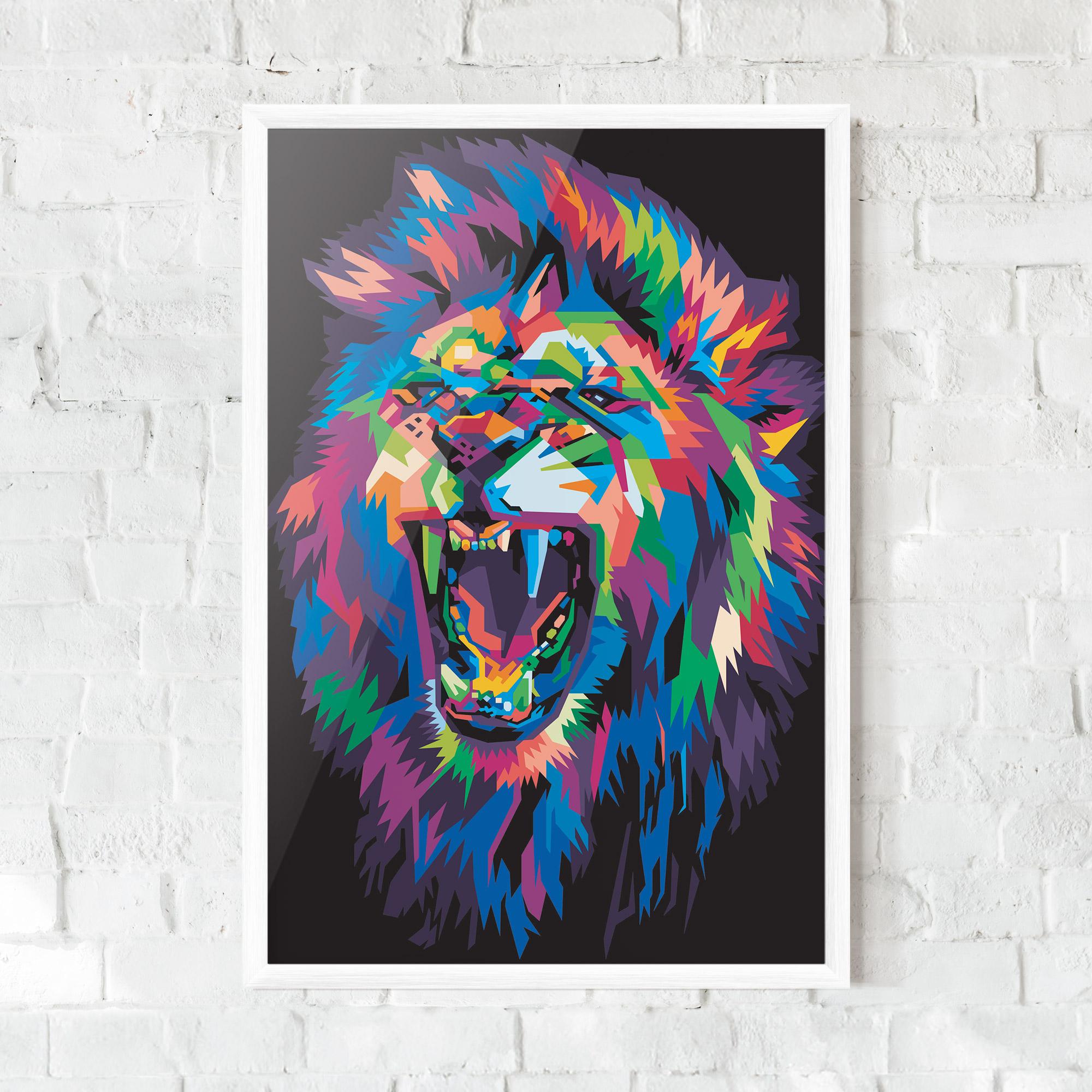 Plakat w Ramie Colorful Lion Head mockup 0
