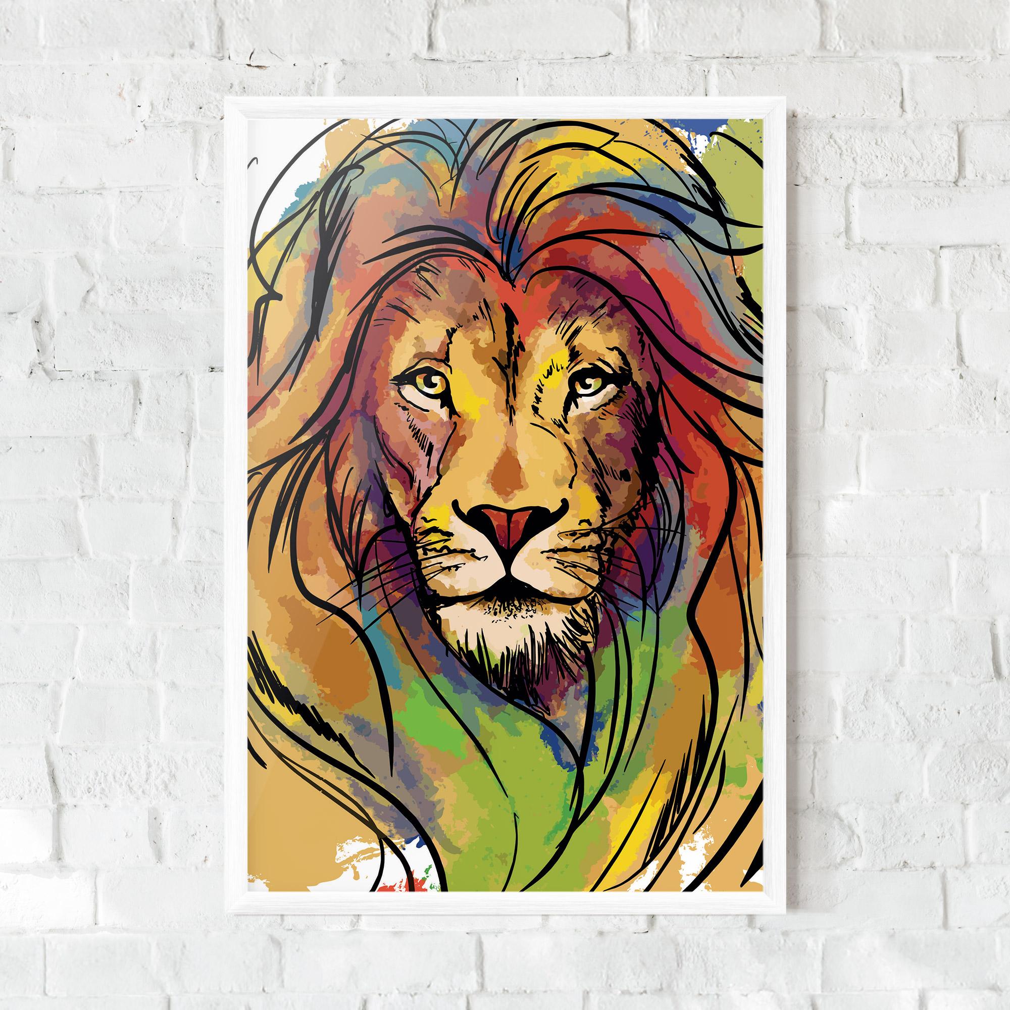 Plakat w Ramie Drawn Lion mockup 0