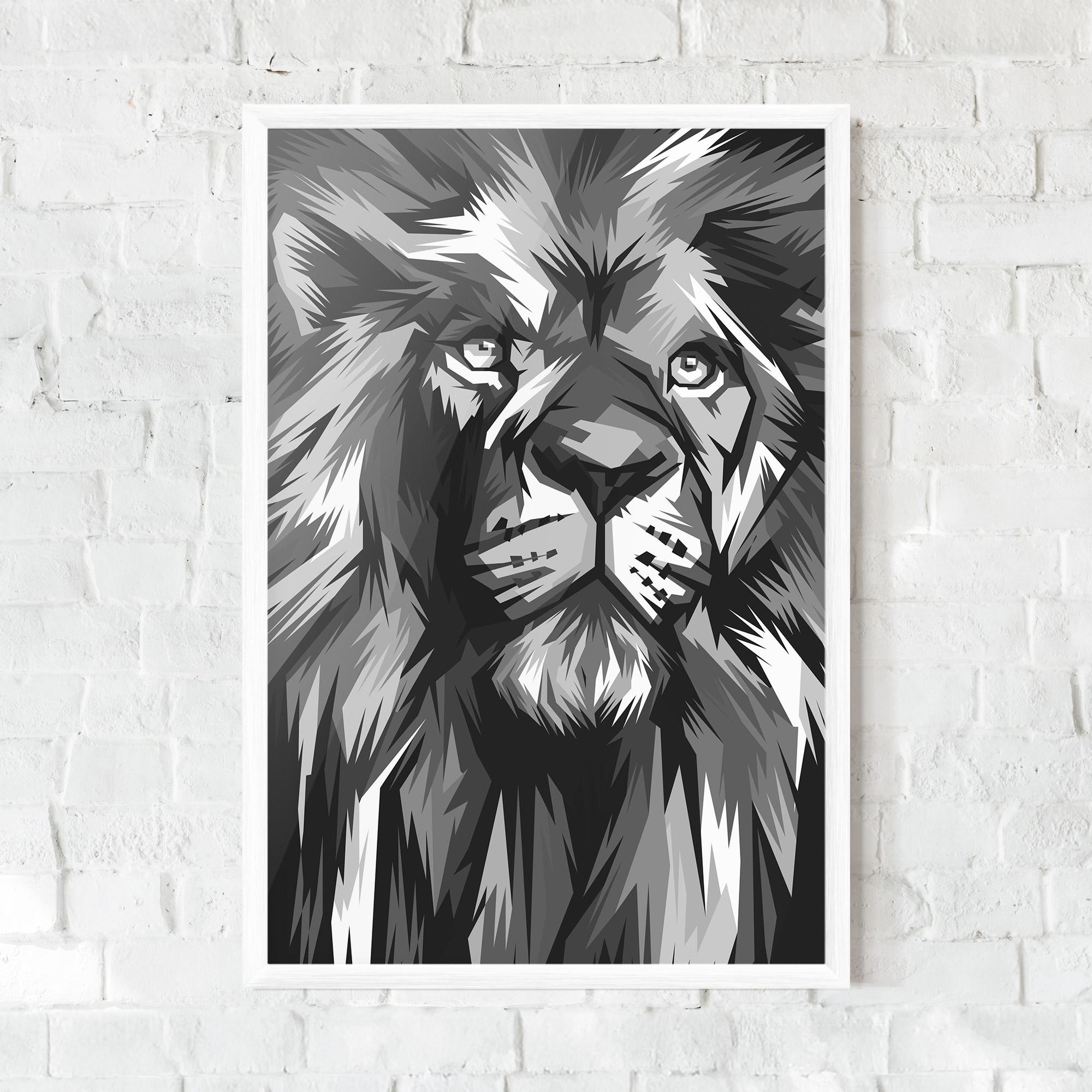 Plakat w Ramie Grey Head Lion mockup 0