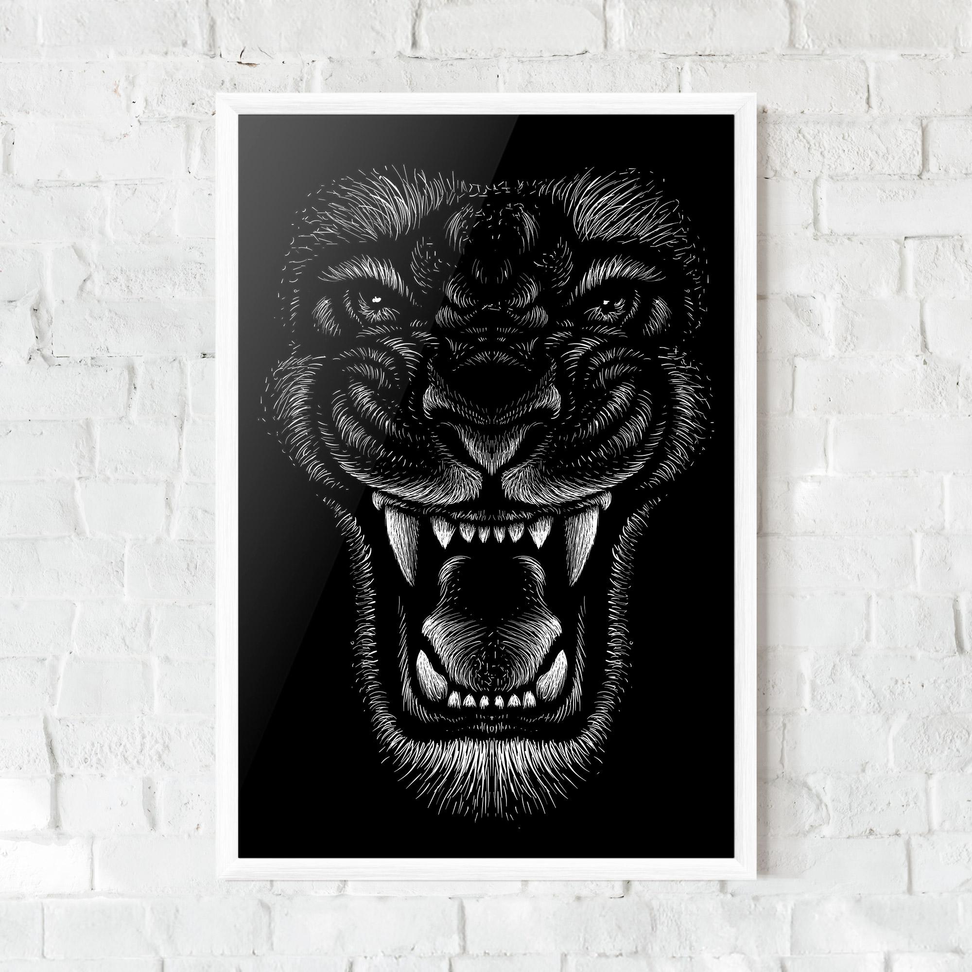 Plakat w Ramie Lion Bite mockup 0