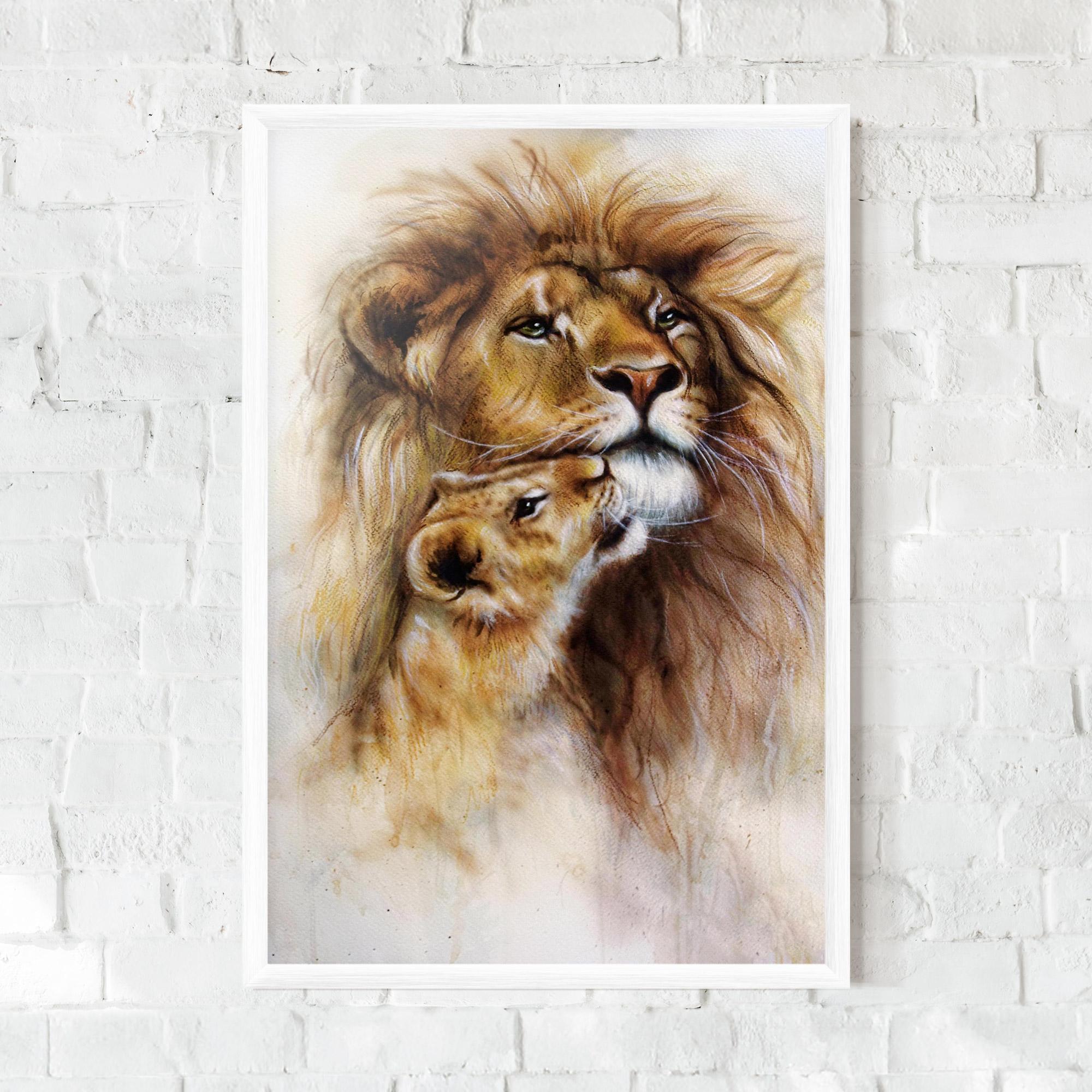 Plakat w Ramie Lion Love mockup 0