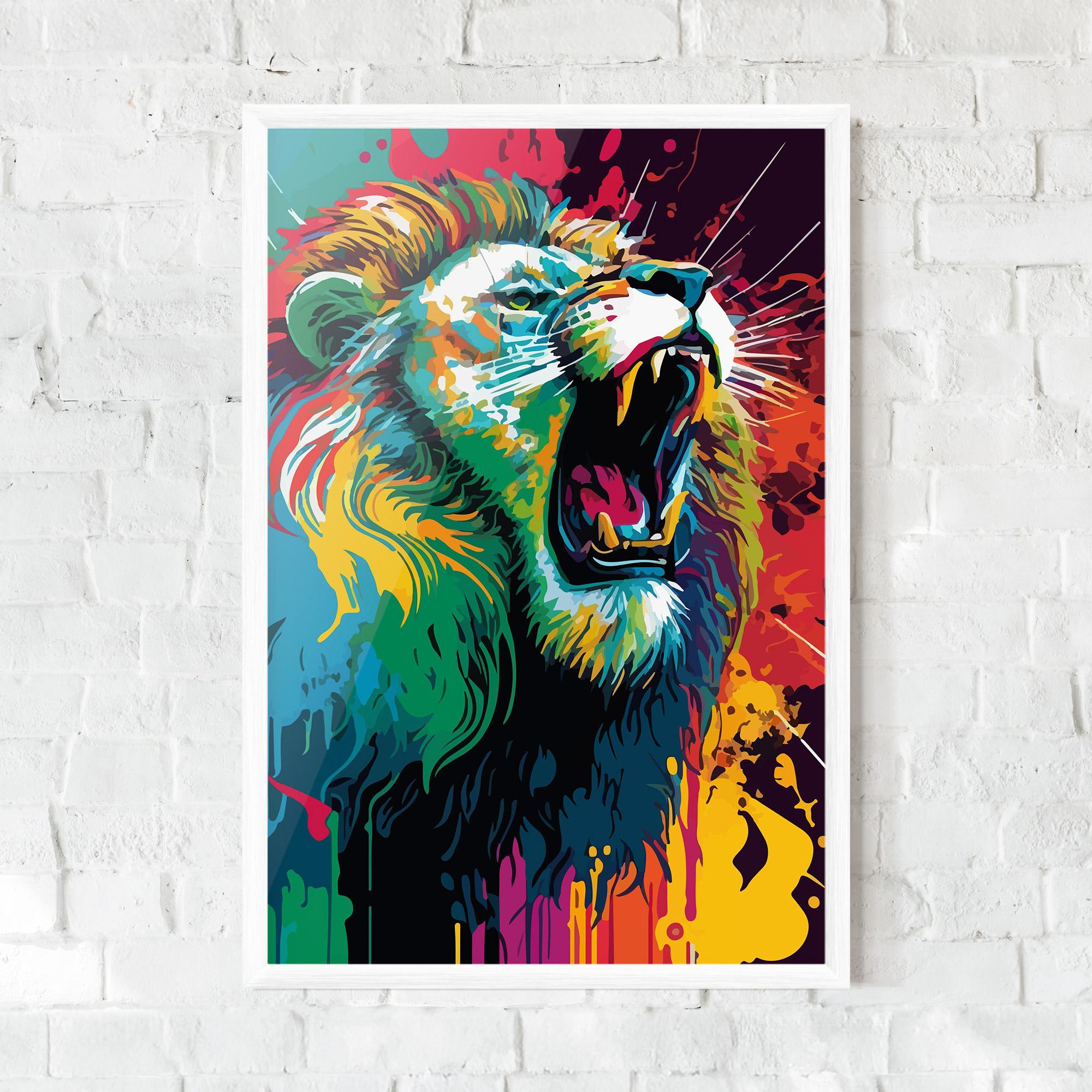 Plakat w Ramie Lion Splash mockup 0