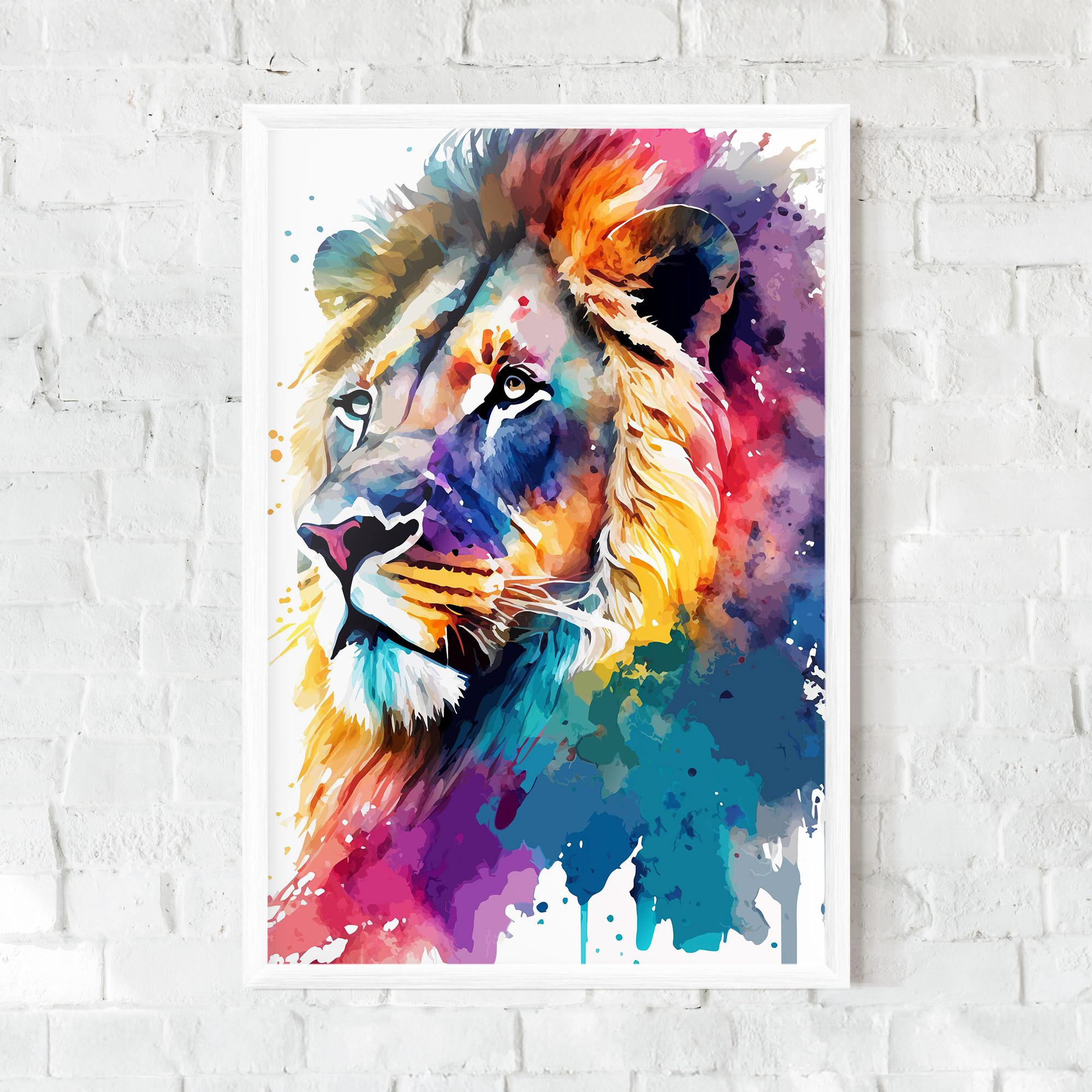 Plakat w Ramie Vibrant Color Lion mockup 0