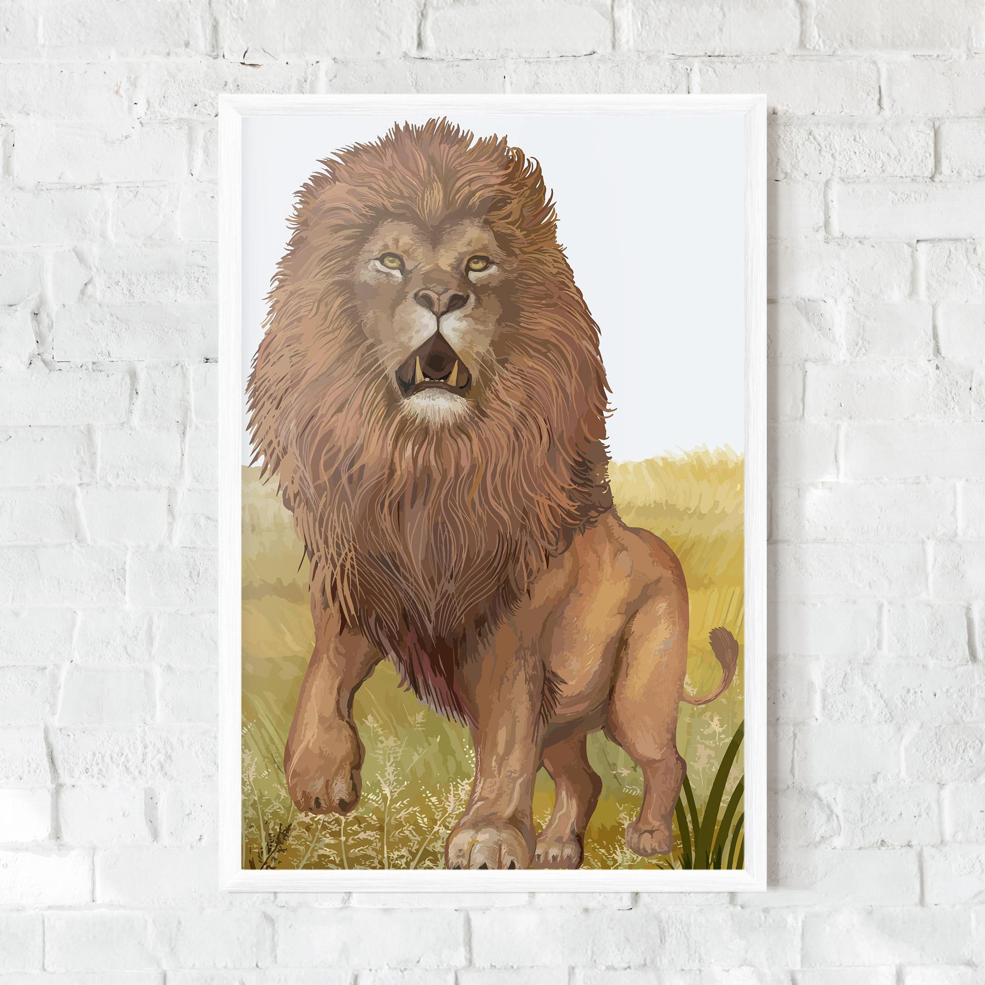 Plakat w Ramie Wild Lion mockup 0