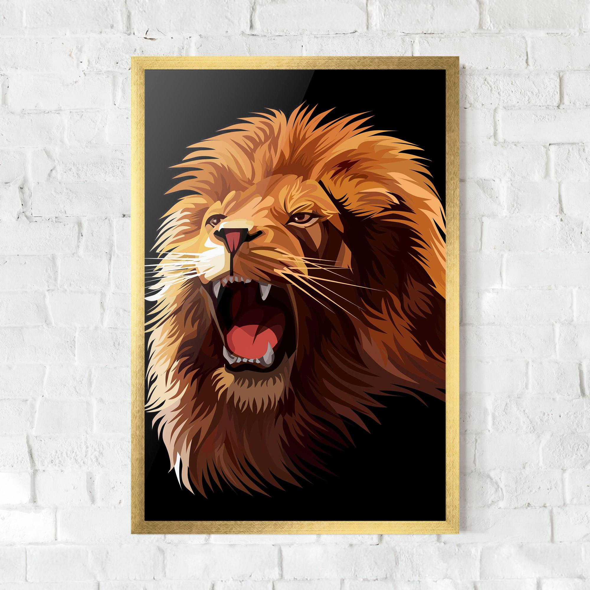 Plakat w Ramie Angry Lion Head mockup 0