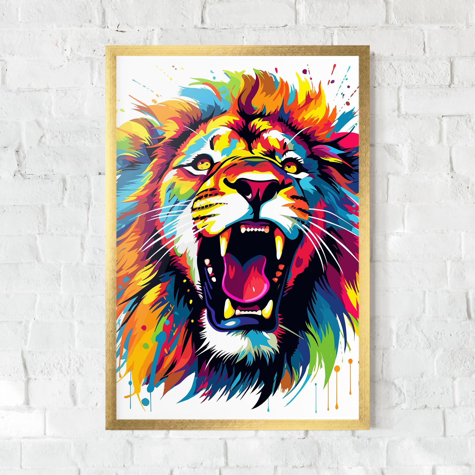 Plakat w Ramie Angry Lion Mix mockup 0