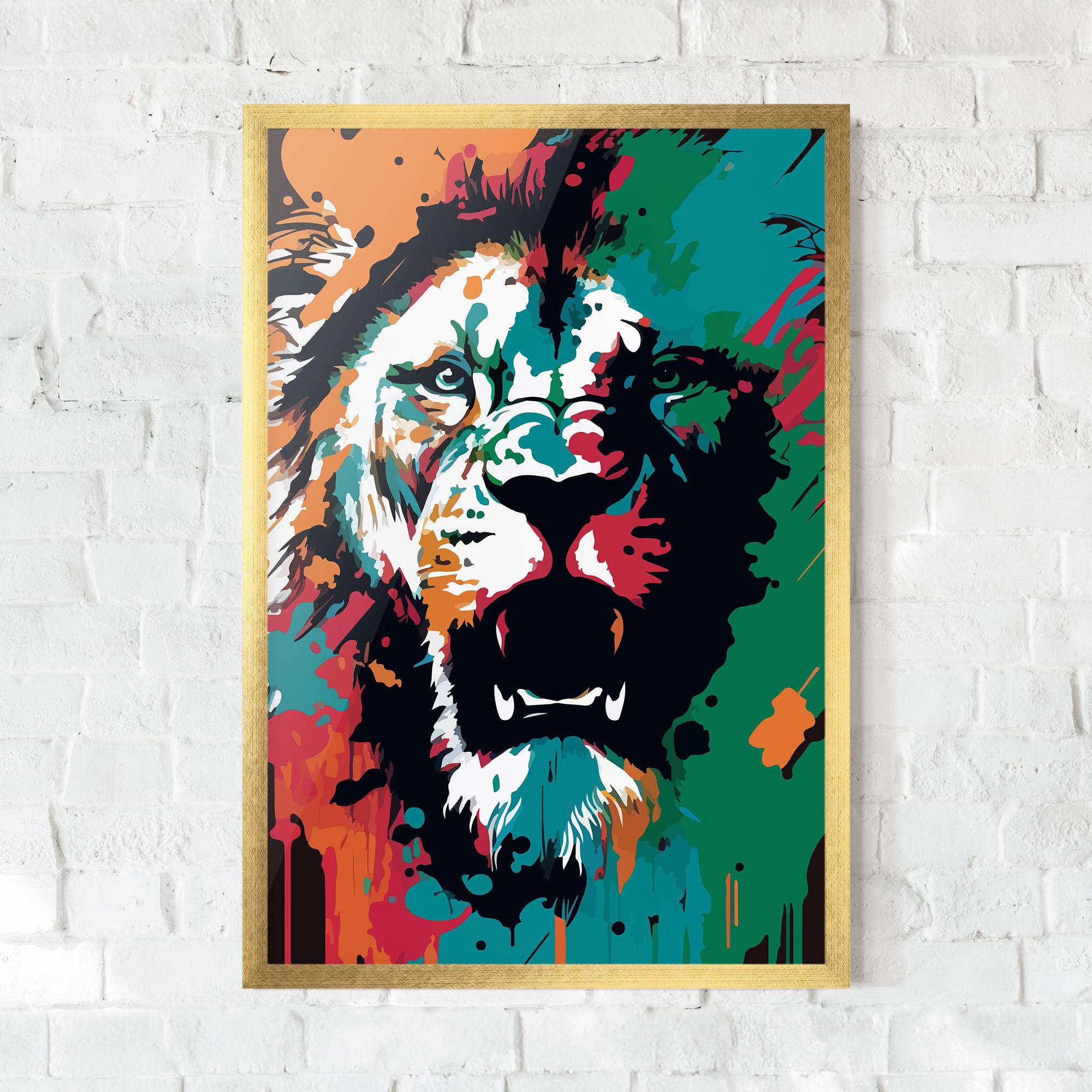 Plakat w Ramie Blue Green Lion mockup 0