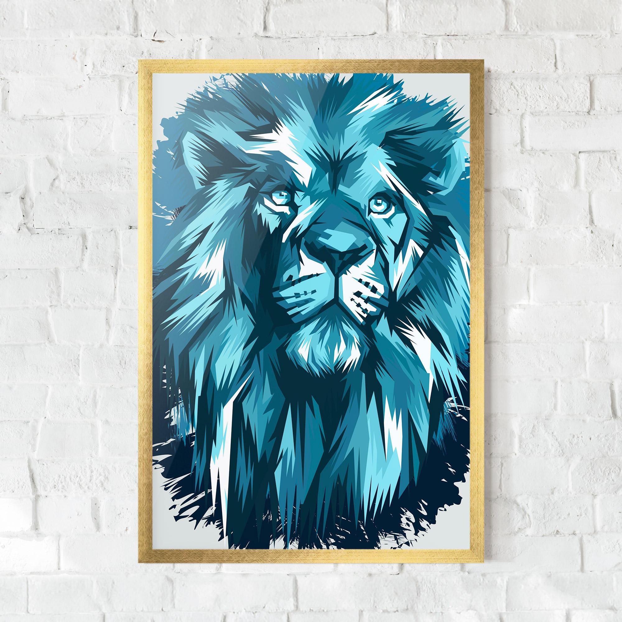 Plakat w Ramie Blue Lion Head mockup 0
