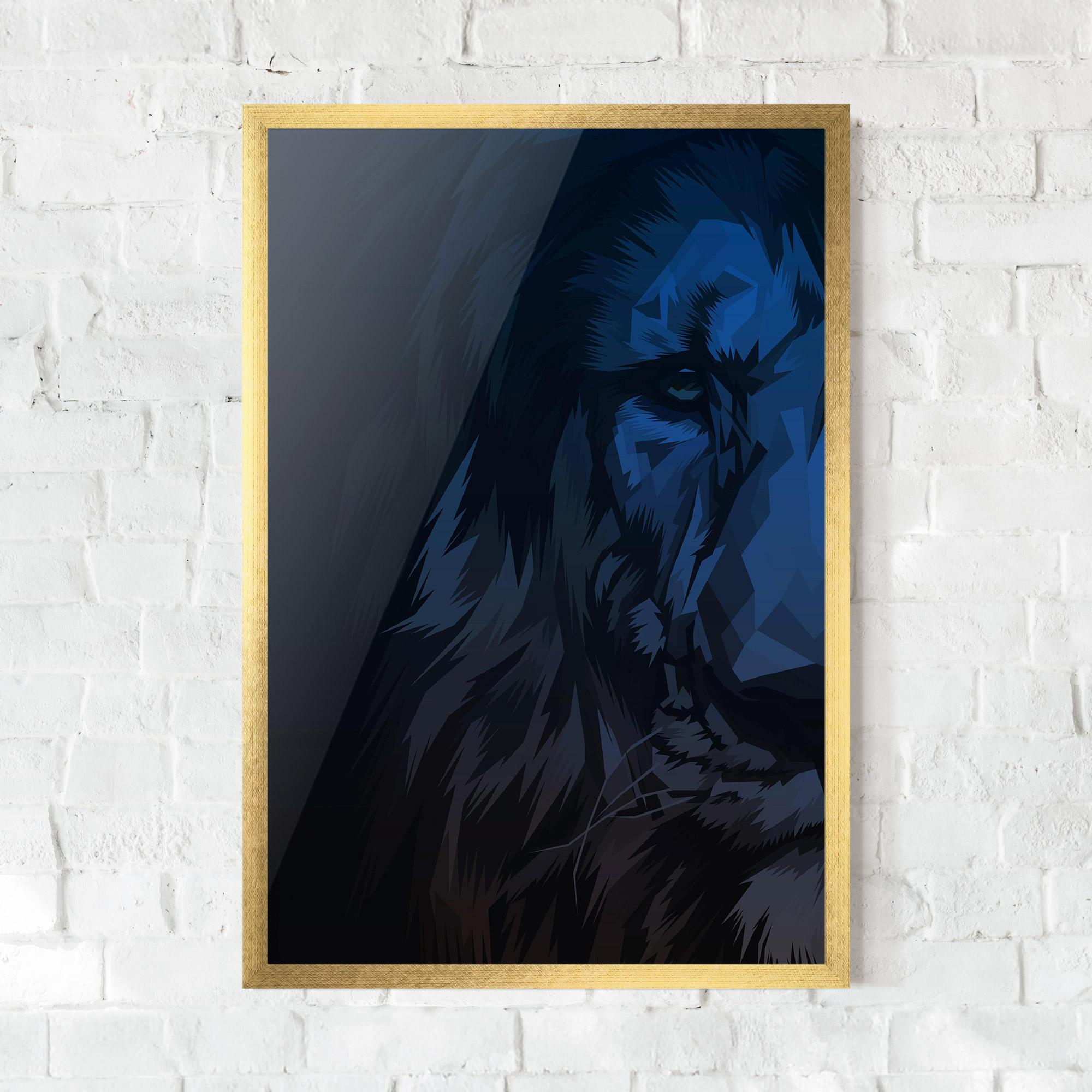 Plakat w Ramie Blue Lion mockup 0