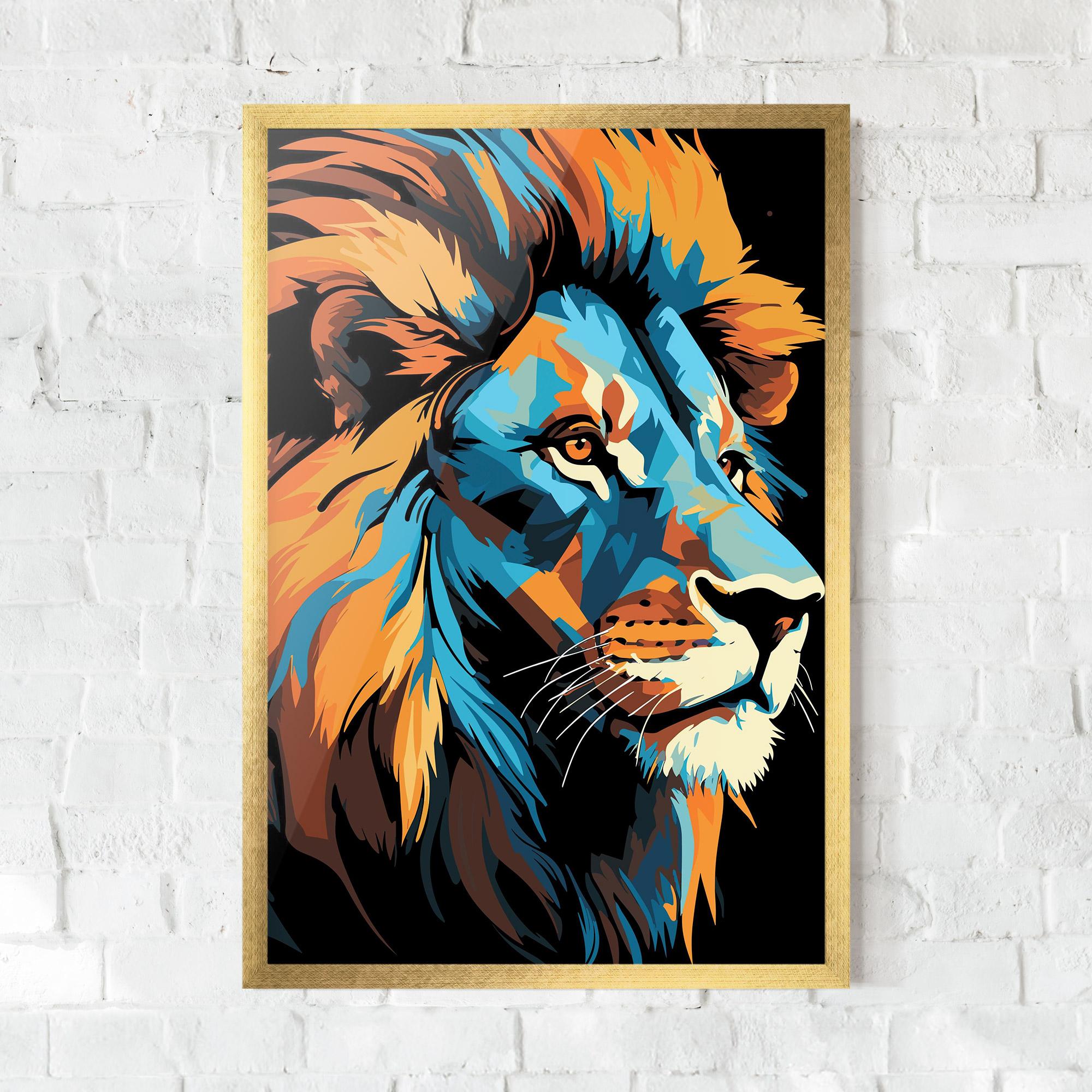 Plakat w Ramie Blue Yellow Lion mockup 0