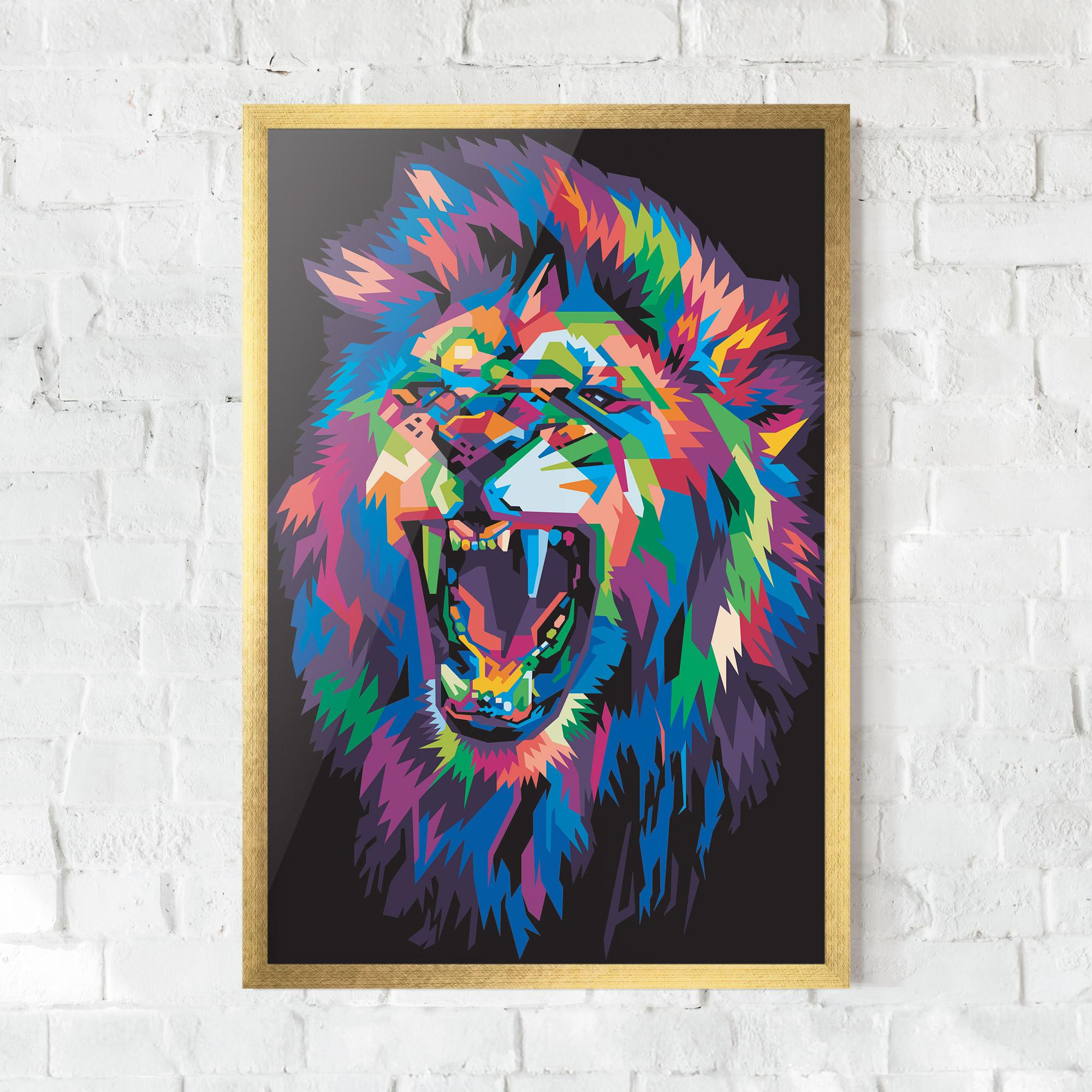 Plakat w Ramie Colorful Lion Head mockup 0