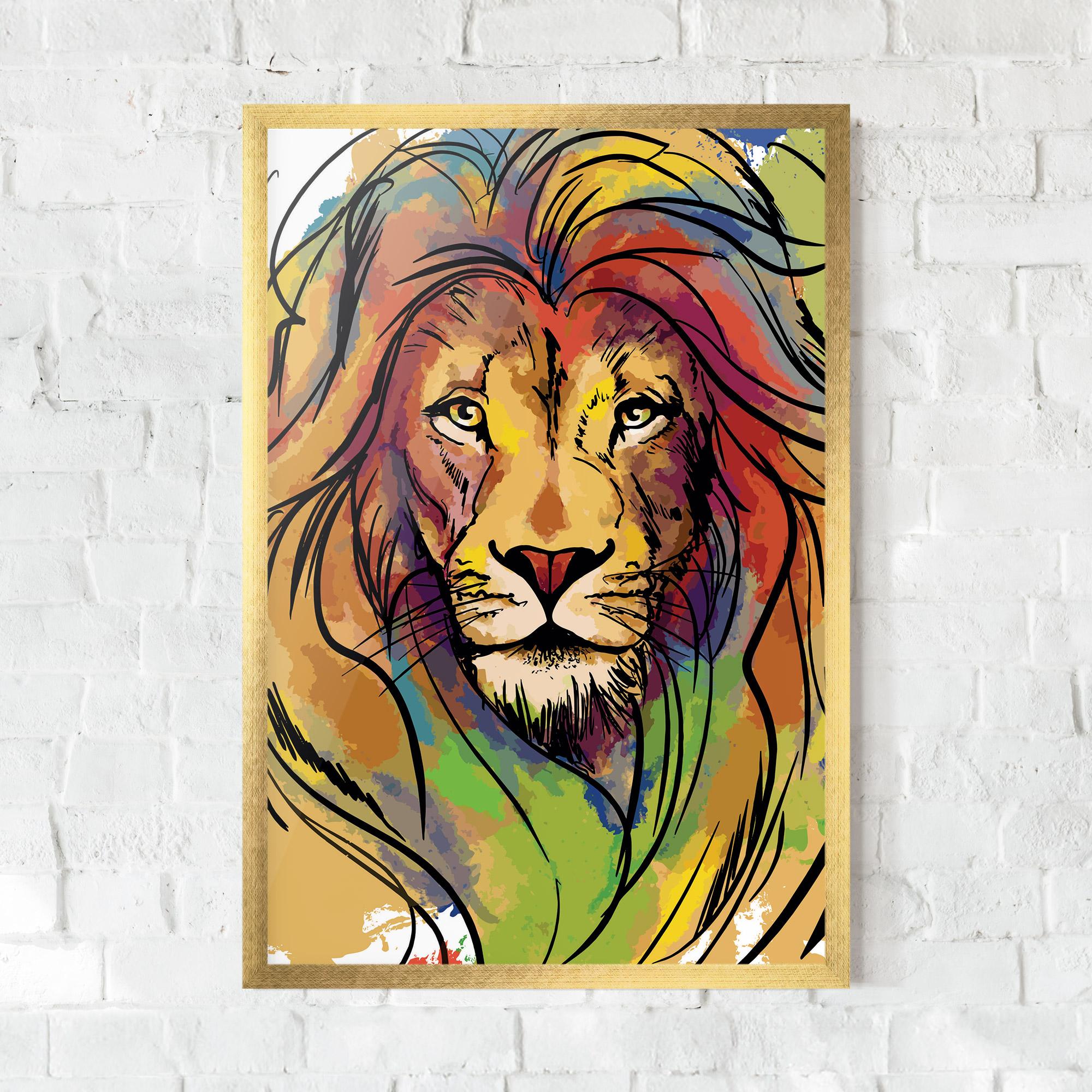 Plakat w Ramie Drawn Lion mockup 0