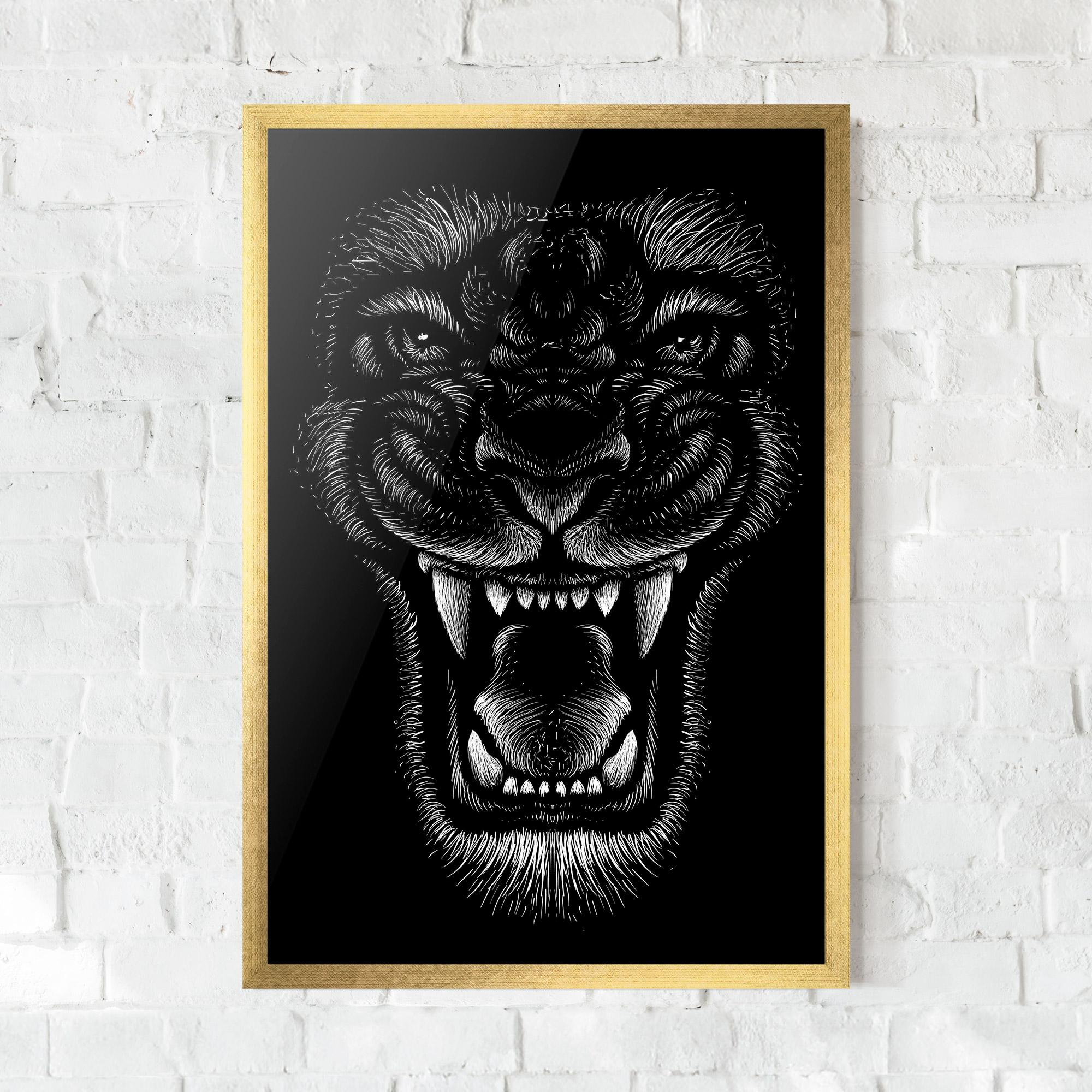 Plakat w Ramie Lion Bite mockup 0