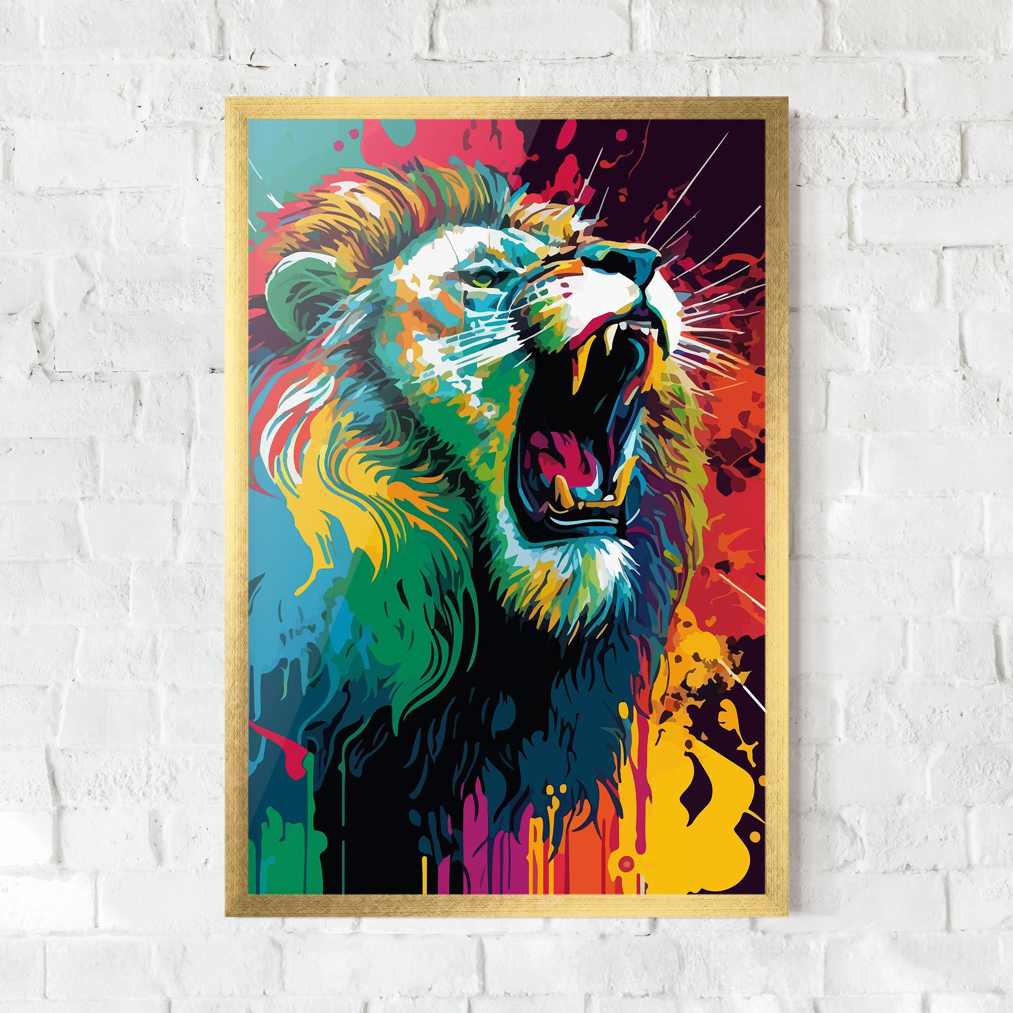 Plakat w Ramie Lion Splash mockup 0