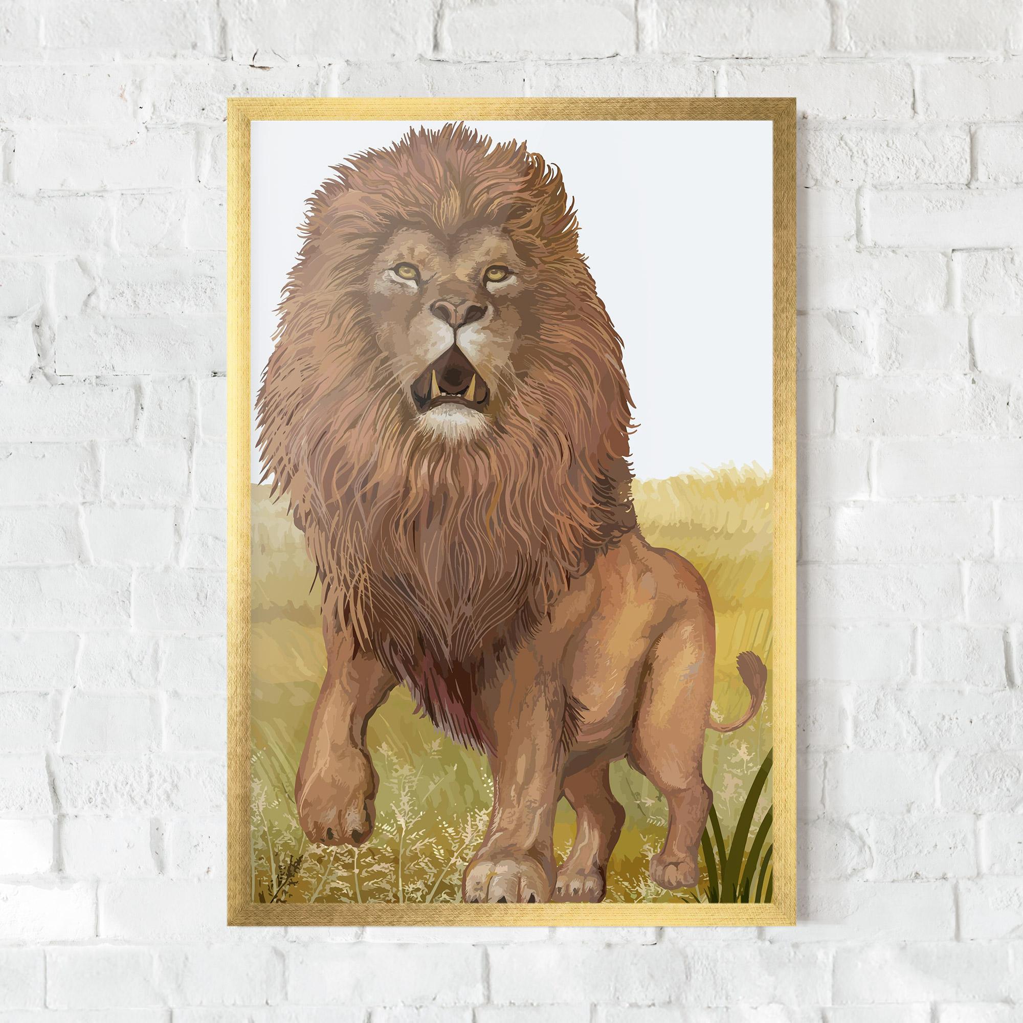 Plakat w Ramie Wild Lion mockup 0